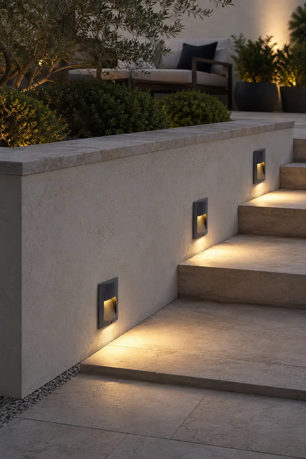 Rectangle Waterproof LED Black Modern Outdoor Step Lights Recessed Stair Sconces - Lumpaz
