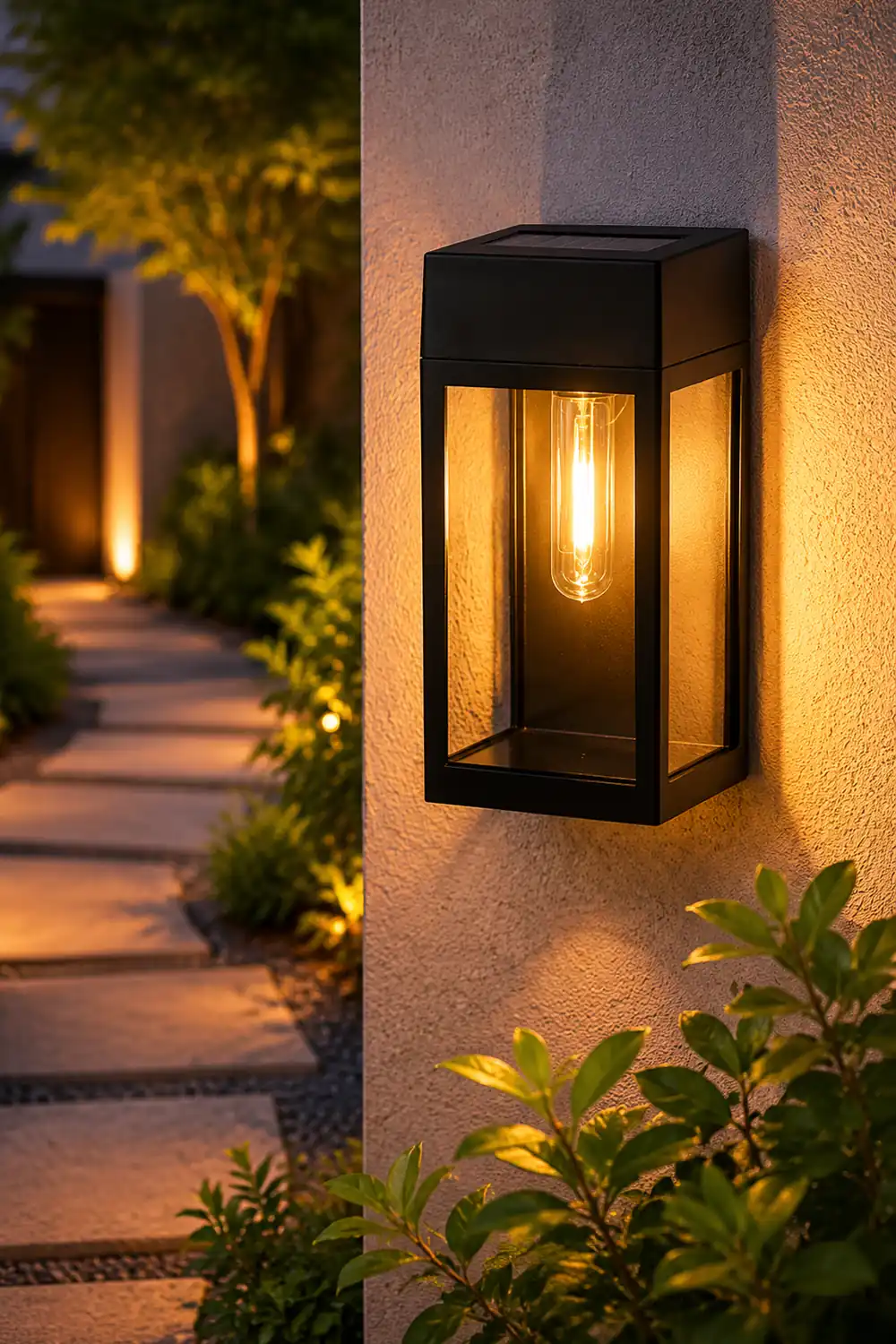 Rectangular Glass LED Waterproof Light-controlled Solar Wall Lamp - Lumpaz