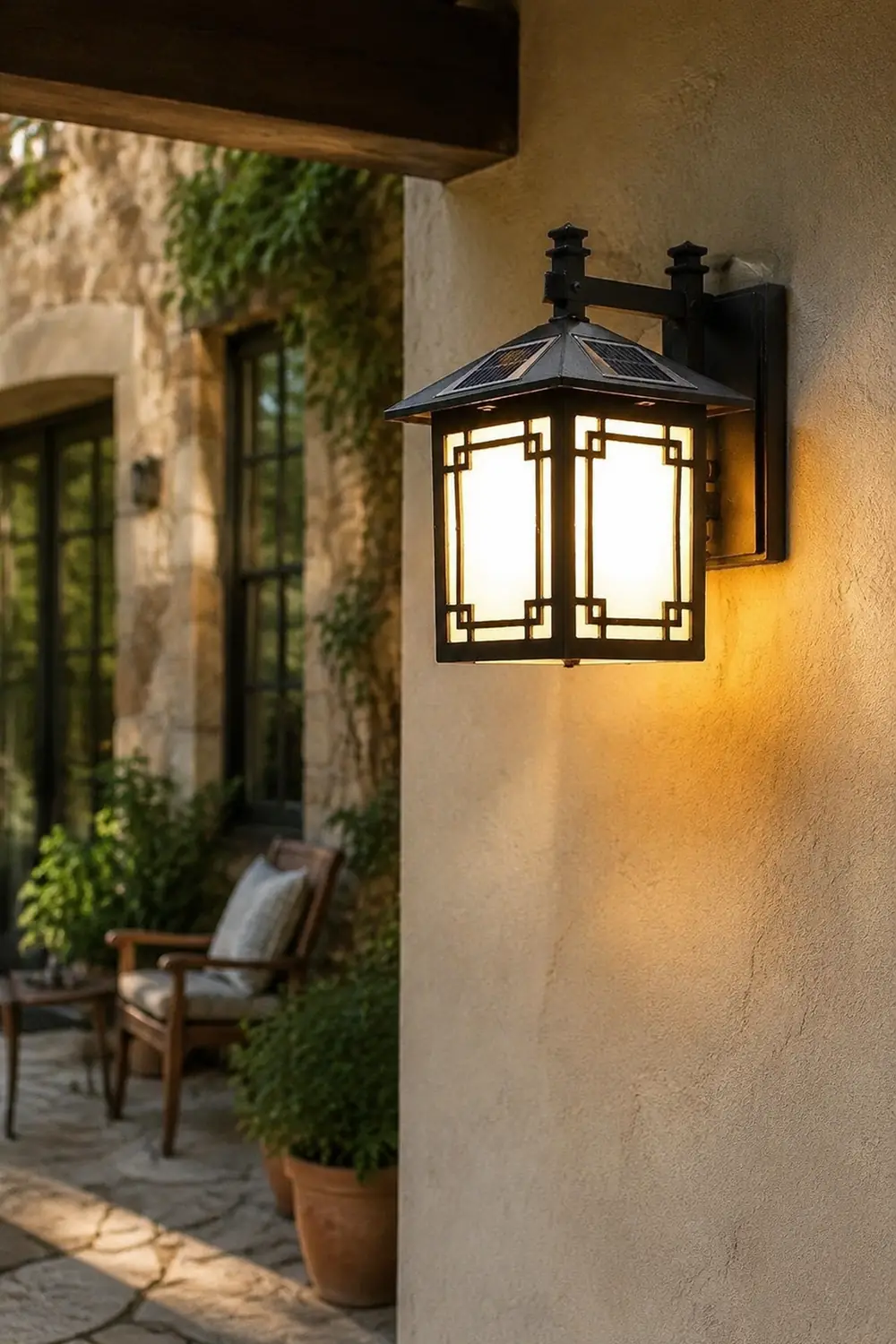 Up/Down Lighting Waterproof Black Vintage Solar Lights Outdoor Lanterns - Lumpaz