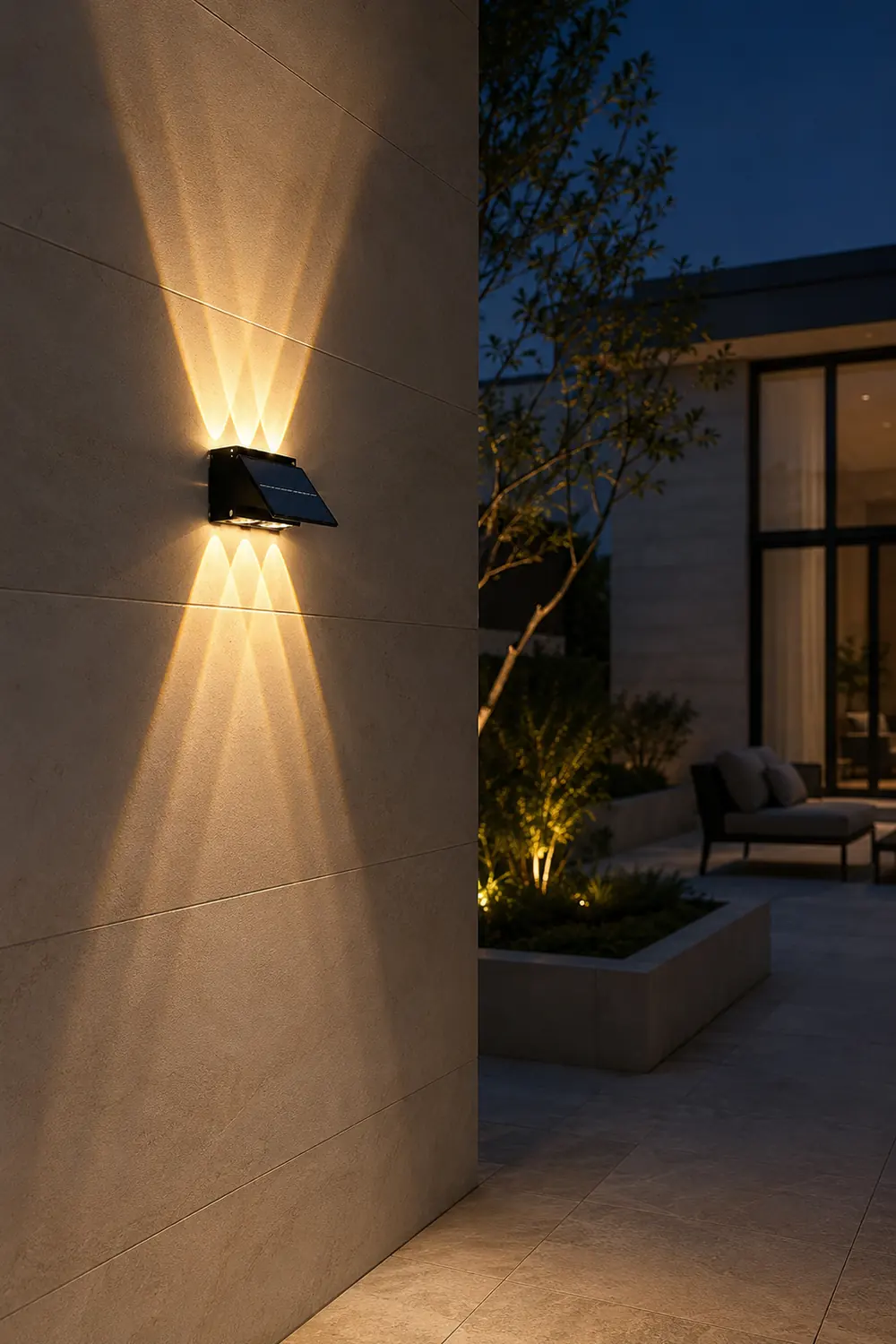 Rectangular Waterproof Up and Down Light LED Modern Solar Wall Lamp - Lumpaz
