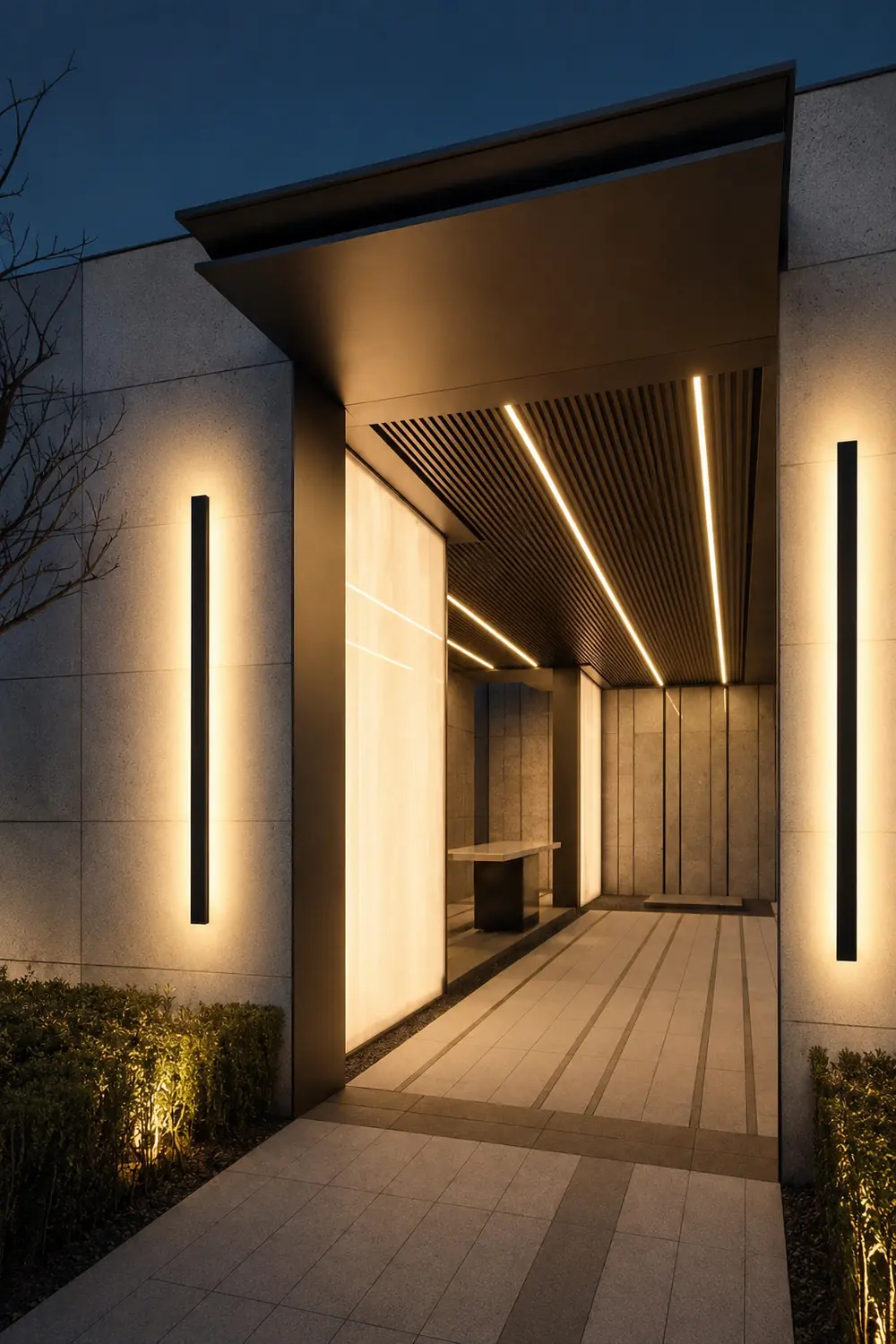 Outdoor Waterproof Long Strip Metal Black Modern LED Outdoor Wall Lights - Lumpaz