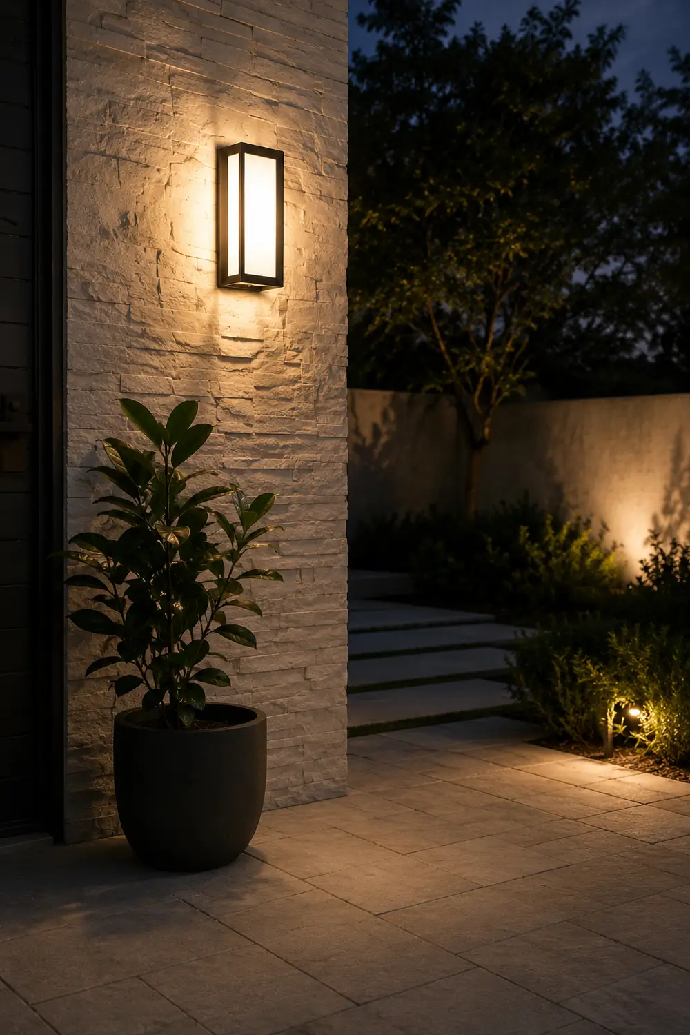 Unique Rectangular Frame Waterproof Black Modern Outdoor Wall Lights - Lumpaz