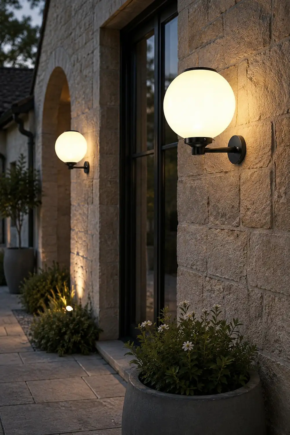 Round Three Step Dimming LED Modern Solar Wall Lights Outdoor Wall Lamp - Lumpaz