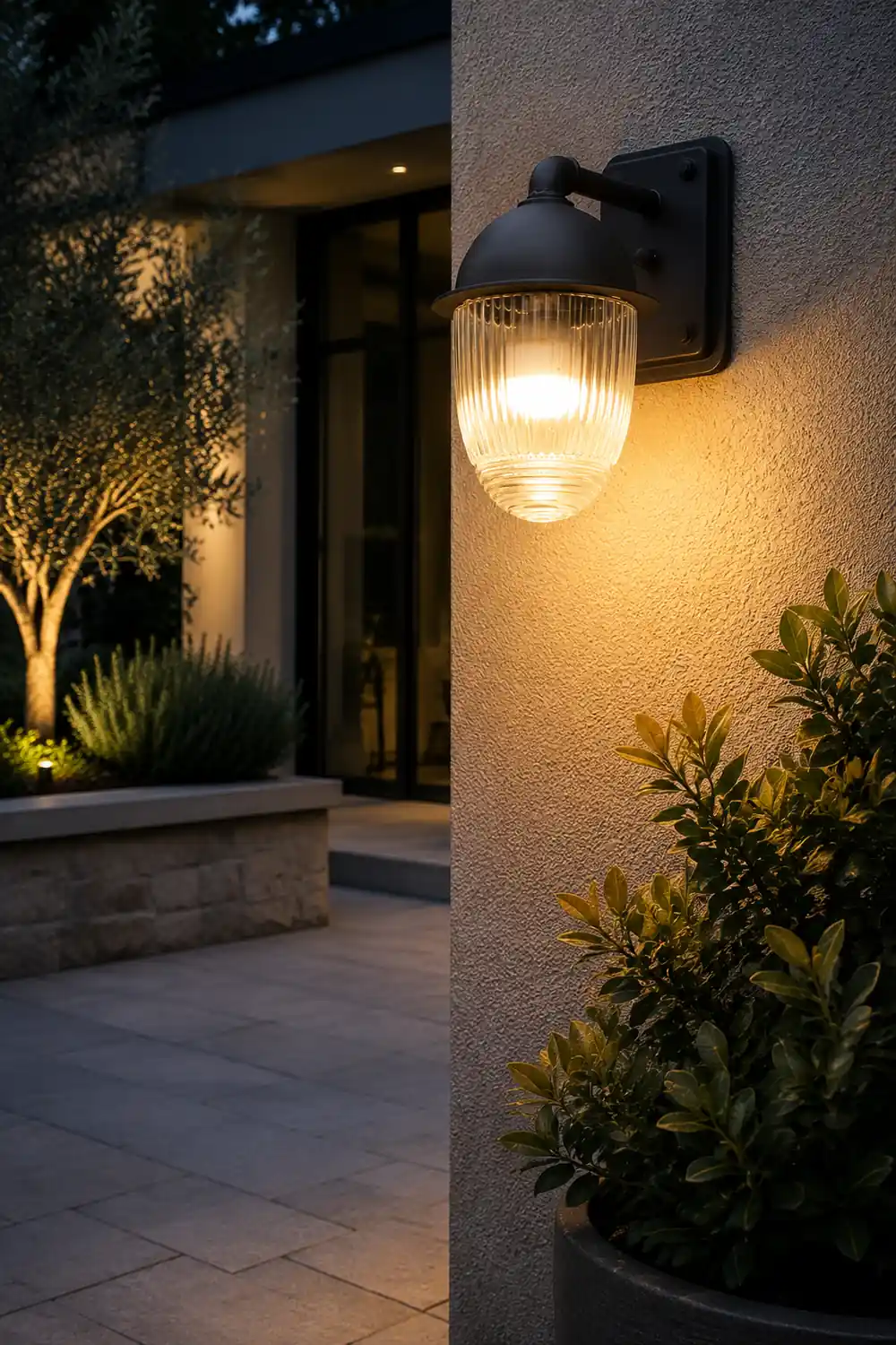 Waterproof Glass Ball Matte Black Modern Outdoor Wall Lamp Exterior Lights - Lumpaz