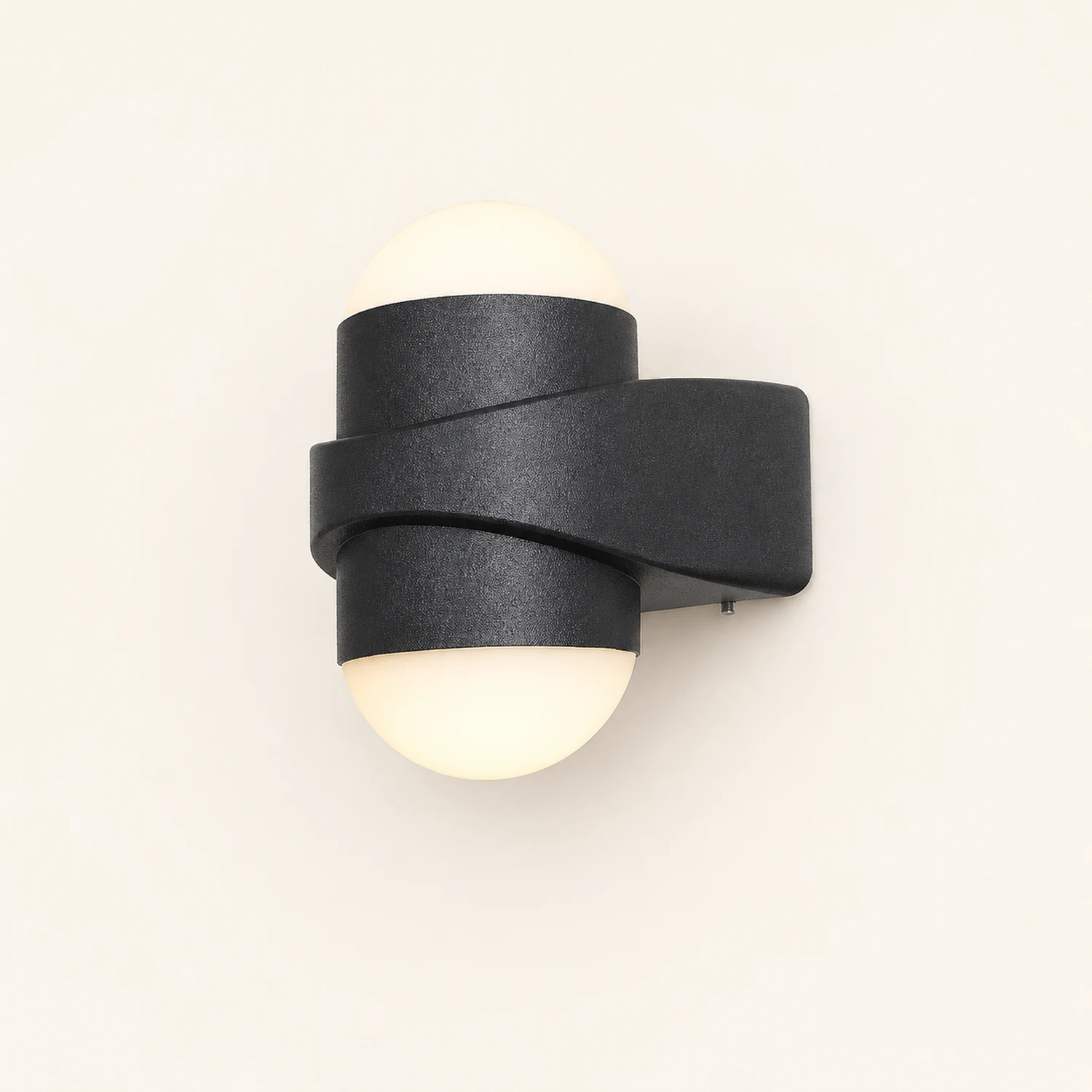 Round Waterproof LED Black Modern Up and Down Lights Outdoor Wall Sconces - Lumpaz