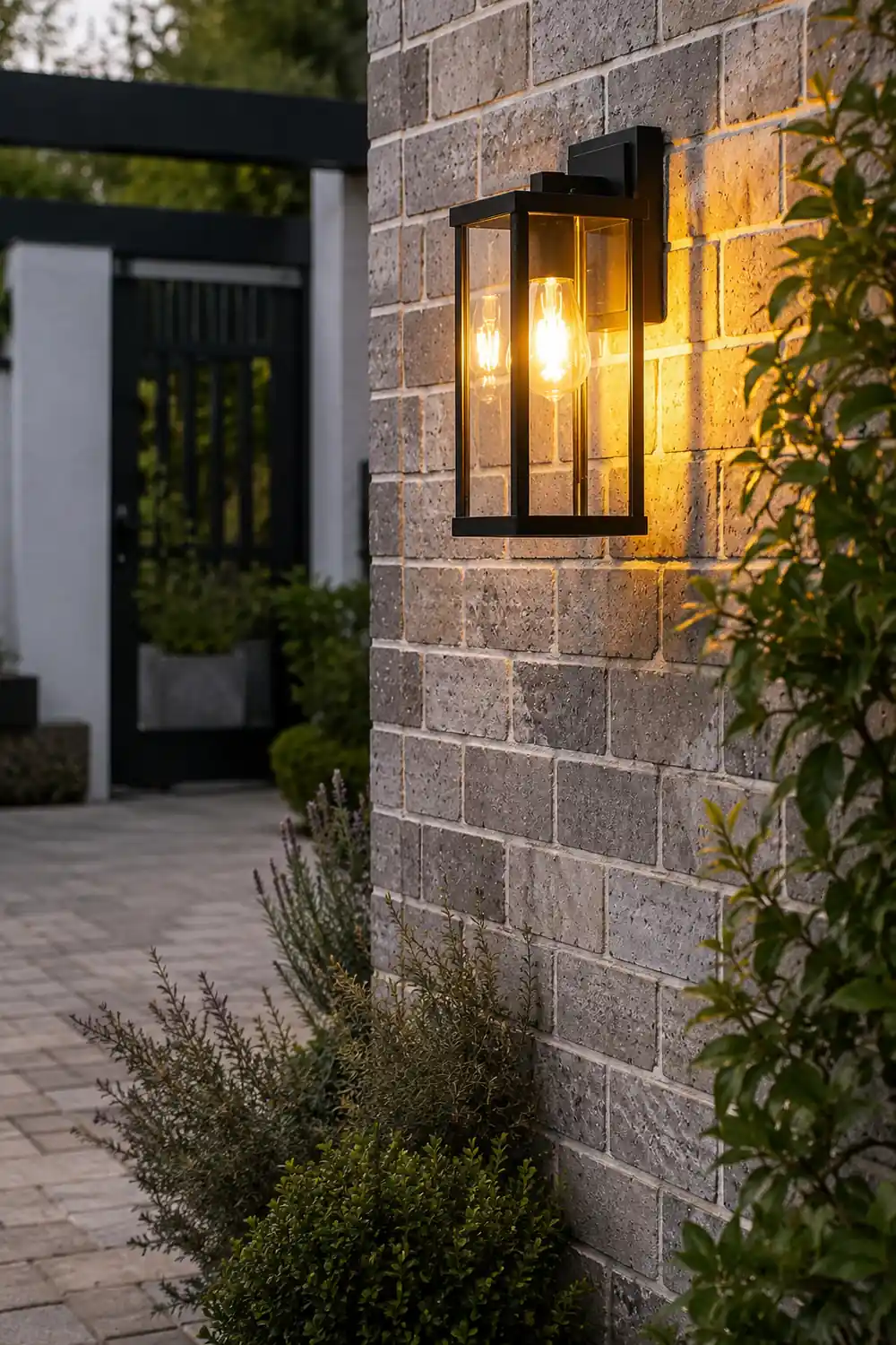 Rectangular Glass Waterproof Black Modern Outdoor Wall Lamp Exterior Lights - Lumpaz
