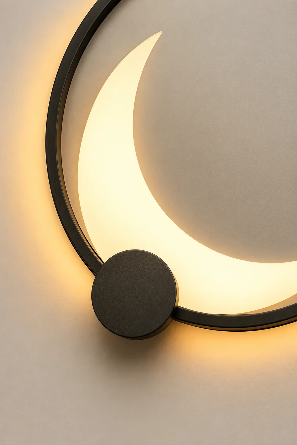 Round Moon Waterproof Black LED Wall Sconce Lighting Outdoor Wall Lamp - Lumpaz