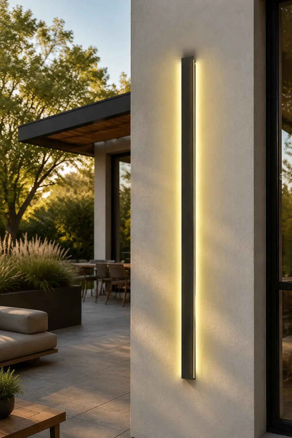 LED Long Strip Metal Waterproof Black Minimalist Outdoor Wall Lights - Lumpaz