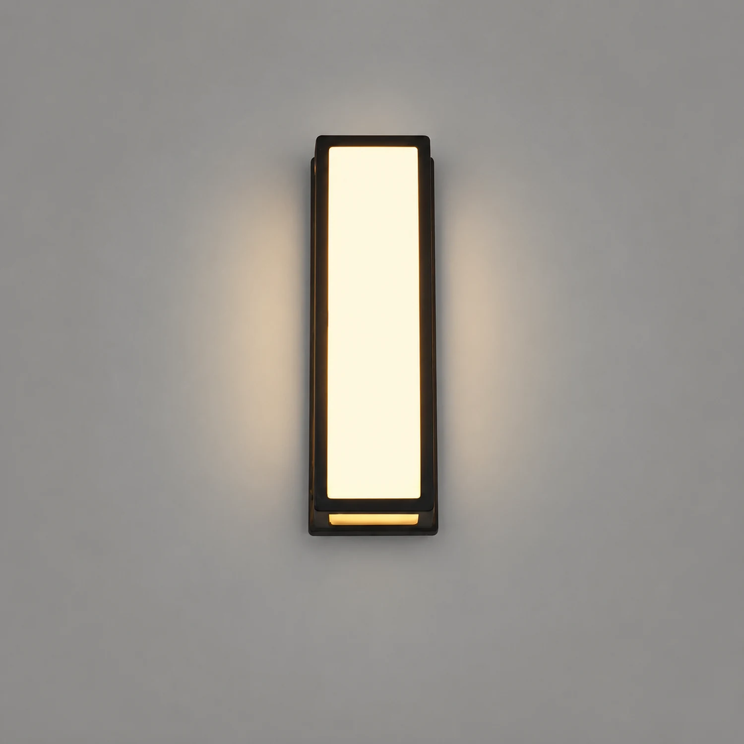 Rectangle LED Waterproof Motion Sensor Black Modern Wall Sconce Lighting - Lumpaz