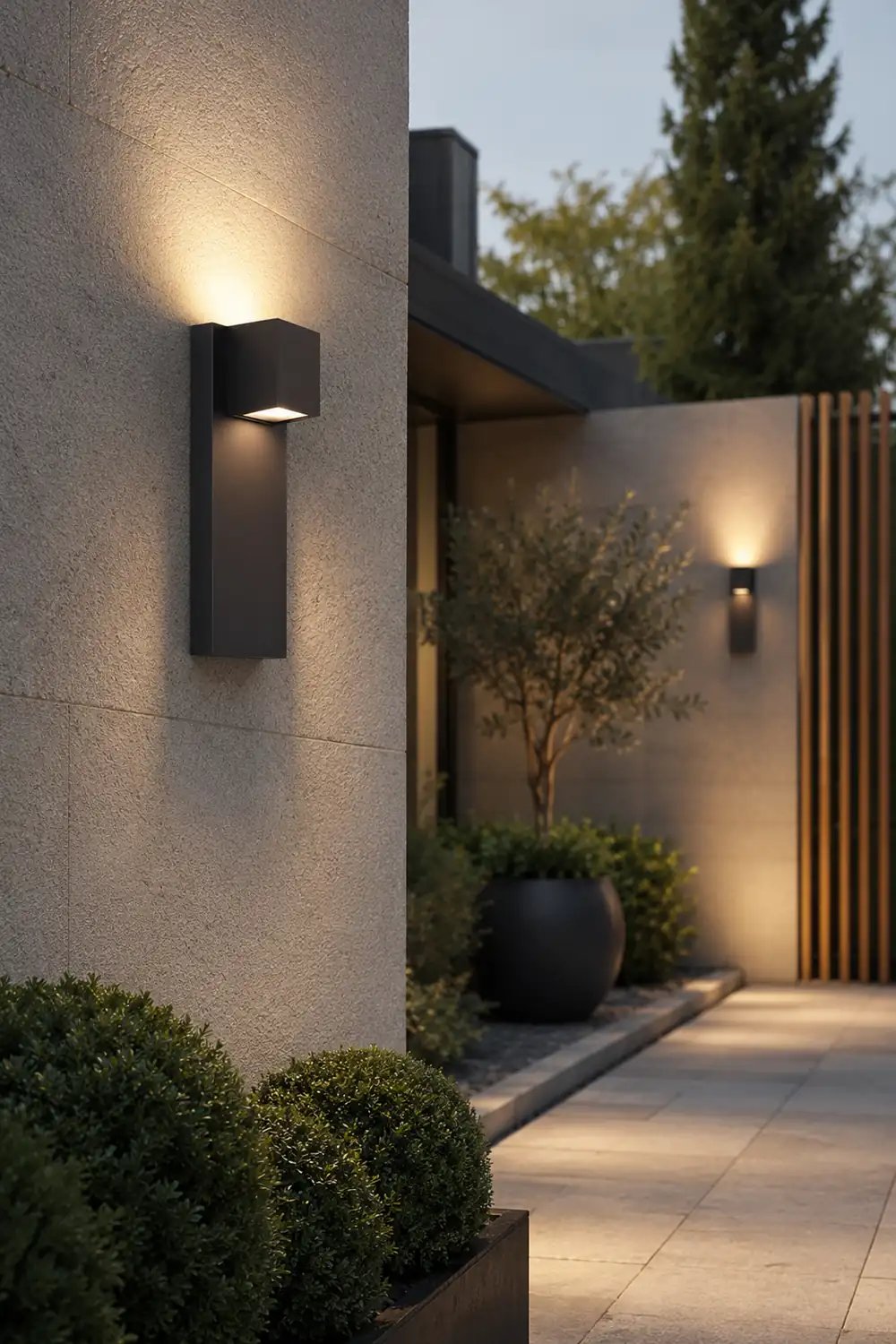 Square Waterproof LED Up and Down Lights Modern Outdoor Wall Lamp Wall Sconce Lighting - Lumpaz