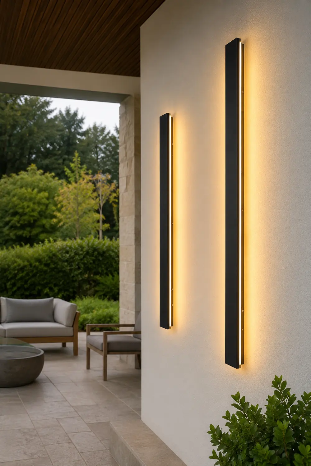 Outdoor Long Strip Waterproof Metal Black Modern Outdoor Wall Lights - Lumpaz