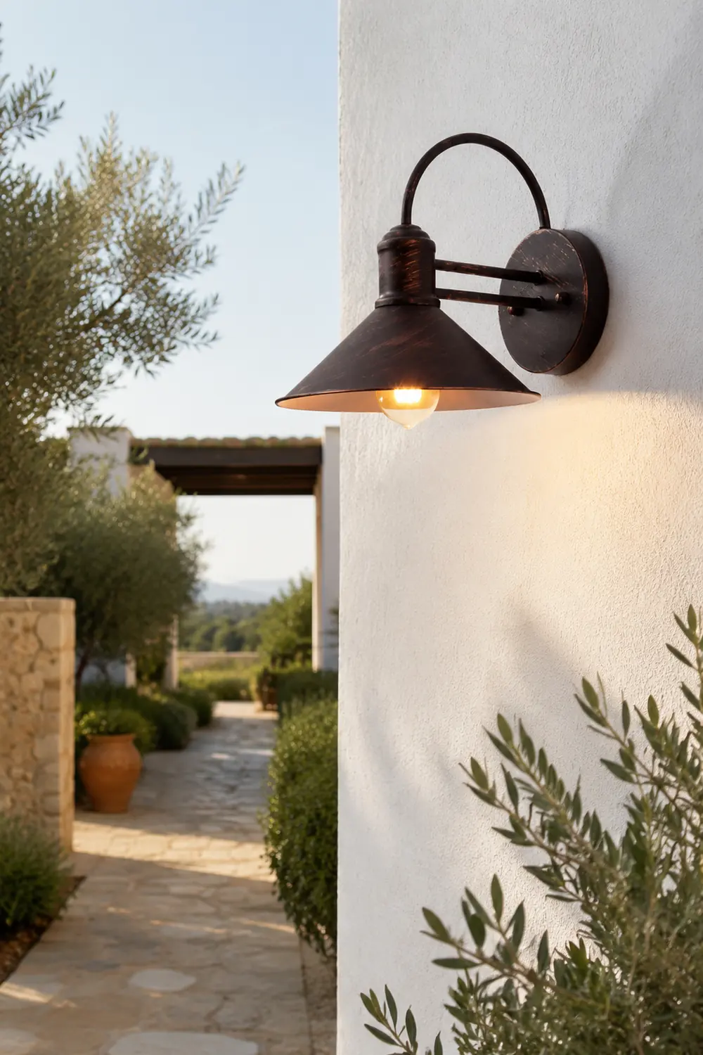 Retro Conical Iron Waterproof Industrial Style Outdoor Wall Lamp Exterior Lights - Lumpaz