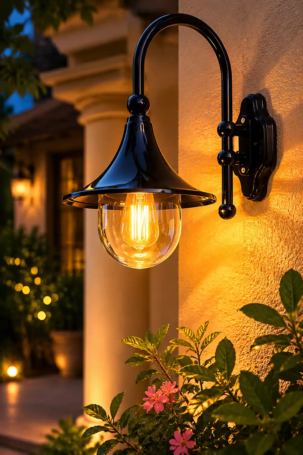 Creative Trumpet Shaped Waterproof LED Black Vintage Outdoor Wall Lamp - Lumpaz