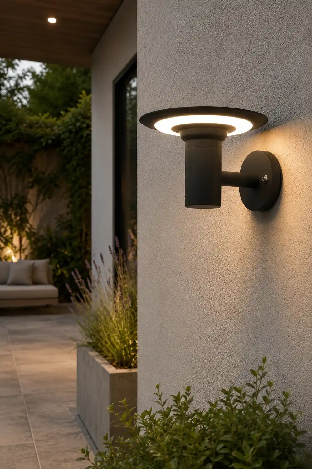 Round UFO-shaped LED Waterproof Solar Modern Outdoor Sconces Wall Lamp - Lumpaz