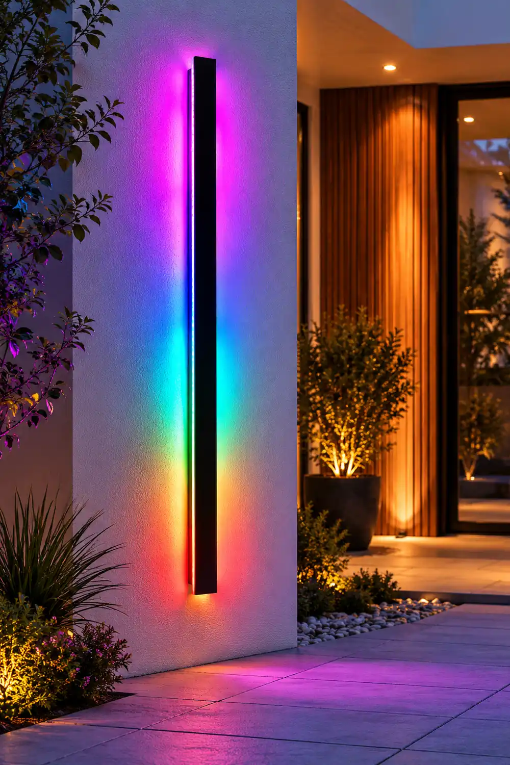 Black Long Strip LED RGB Outdoor Waterproof Wall Light - Lumpaz