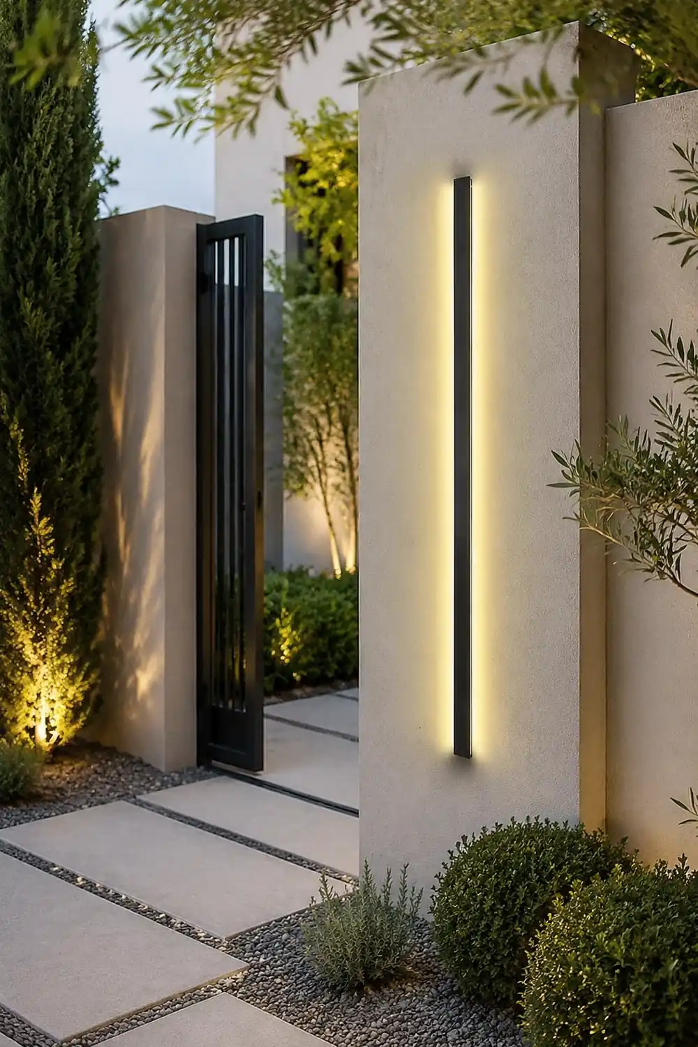 Black Long Strip LED Waterproof Modern Outdoor Wall Lights Porch Lights - Lumpaz