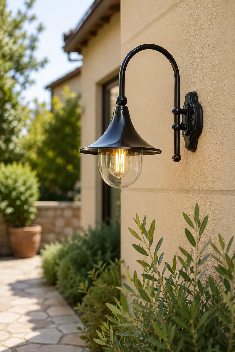 Creative Trumpet Shaped Waterproof LED Black Vintage Outdoor Wall Lamp - Lumpaz