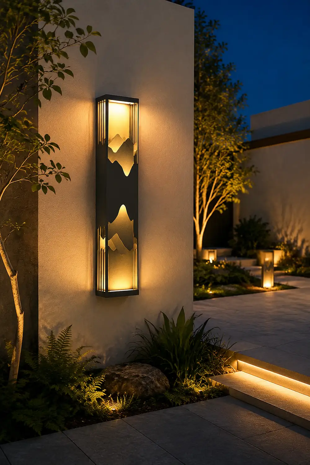 Mountain Scenery LED up Down Lighting Waterproof Solar Wall Lamp Porch Lights - Lumpaz