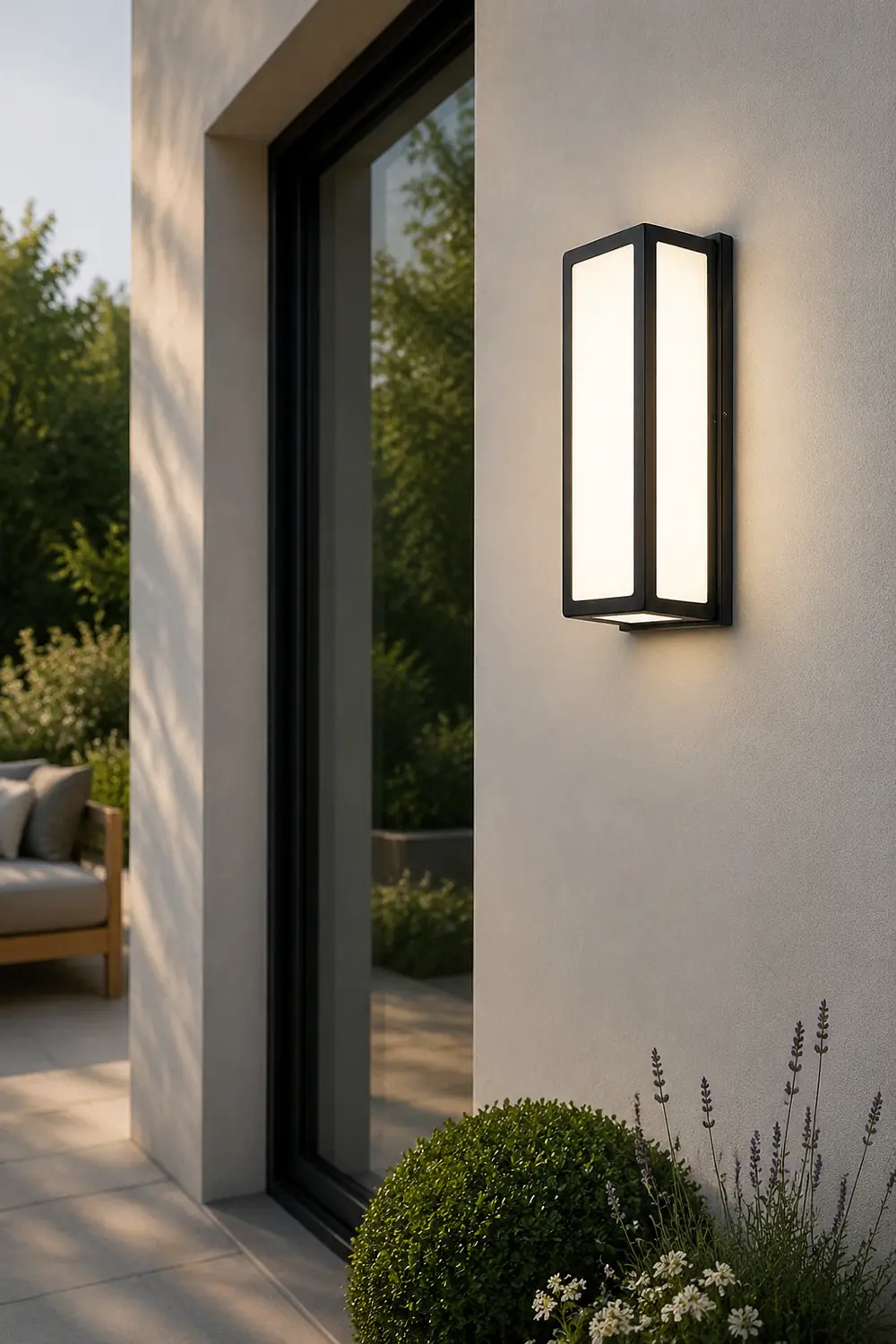 Rectangular Minimalist LED Waterproof Black Modern Outdoor Wall Lights - Lumpaz