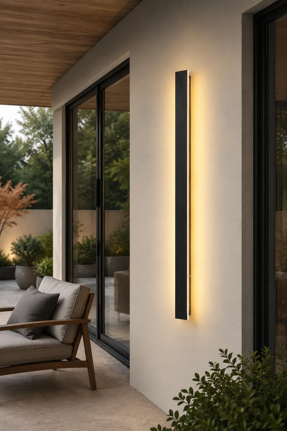Outdoor Long Strip Waterproof Metal Black Modern Outdoor Wall Lights - Lumpaz