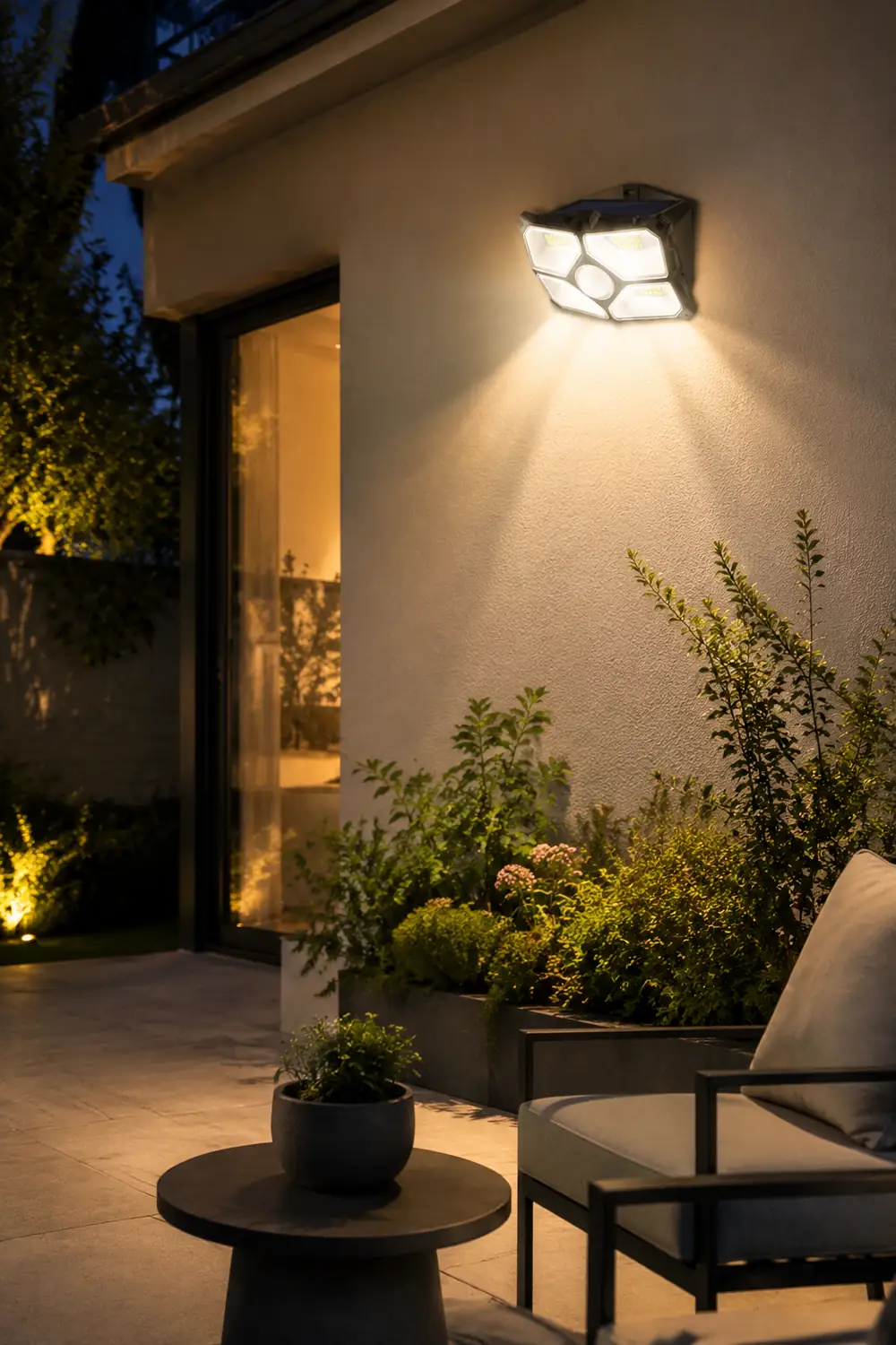 Solar Motion Sensor Outdoor Wall Lamp LED Garden Lights Wall Sconces Waterproof - Lumpaz