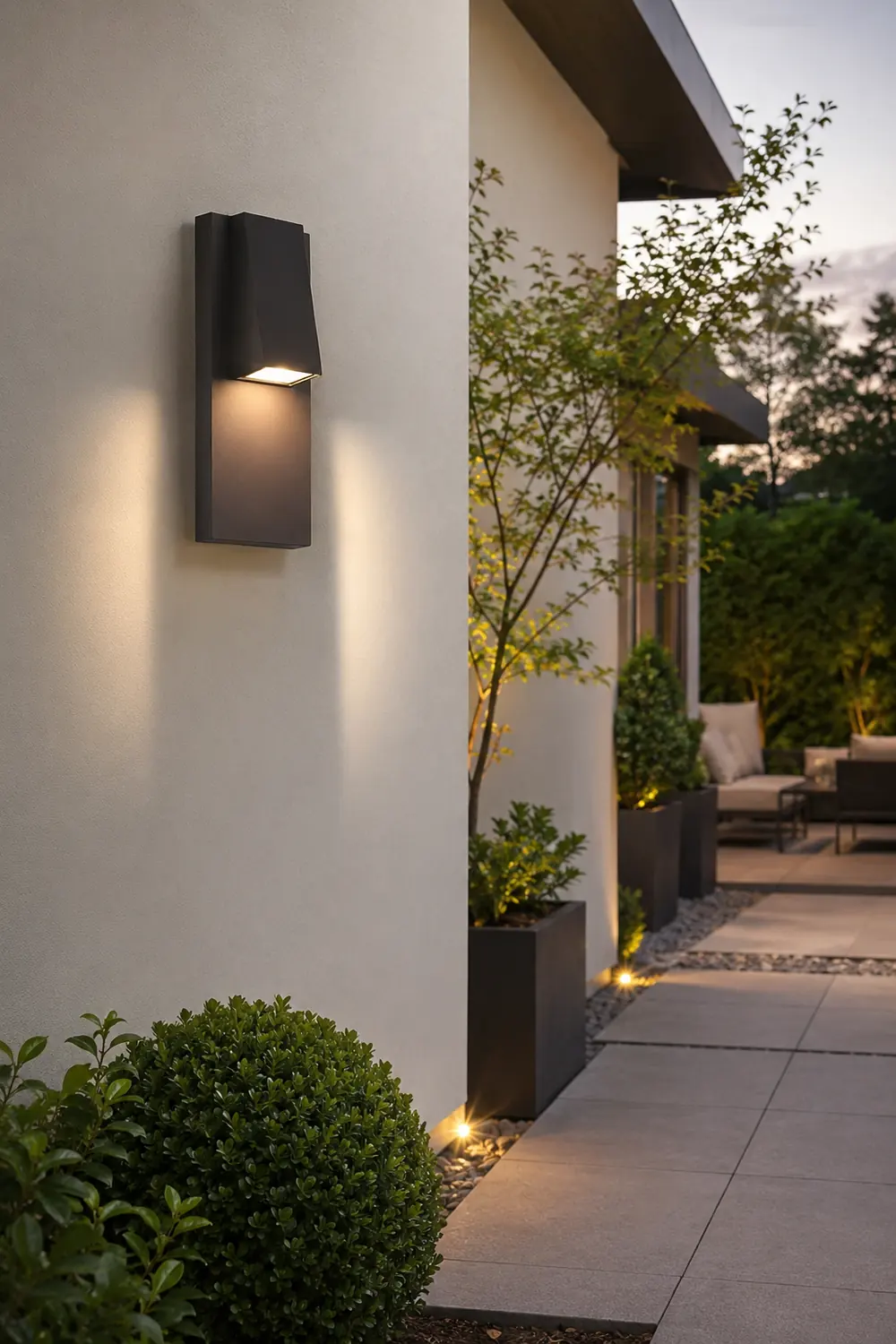 Rectangle Waterproof LED Black Modern Outdoor Wall Lamp Wall Light Fixture - Lumpaz