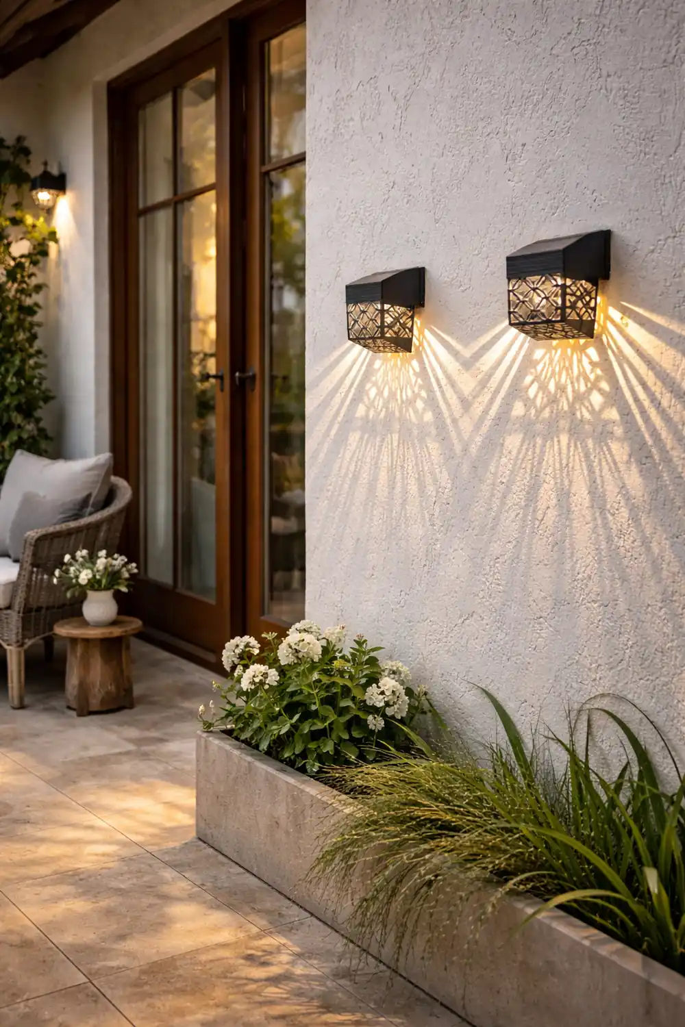Solar Hollow Outdoor Wall Sconce Lighting Led Fence Wall Lamp Garden Lights - Lumpaz