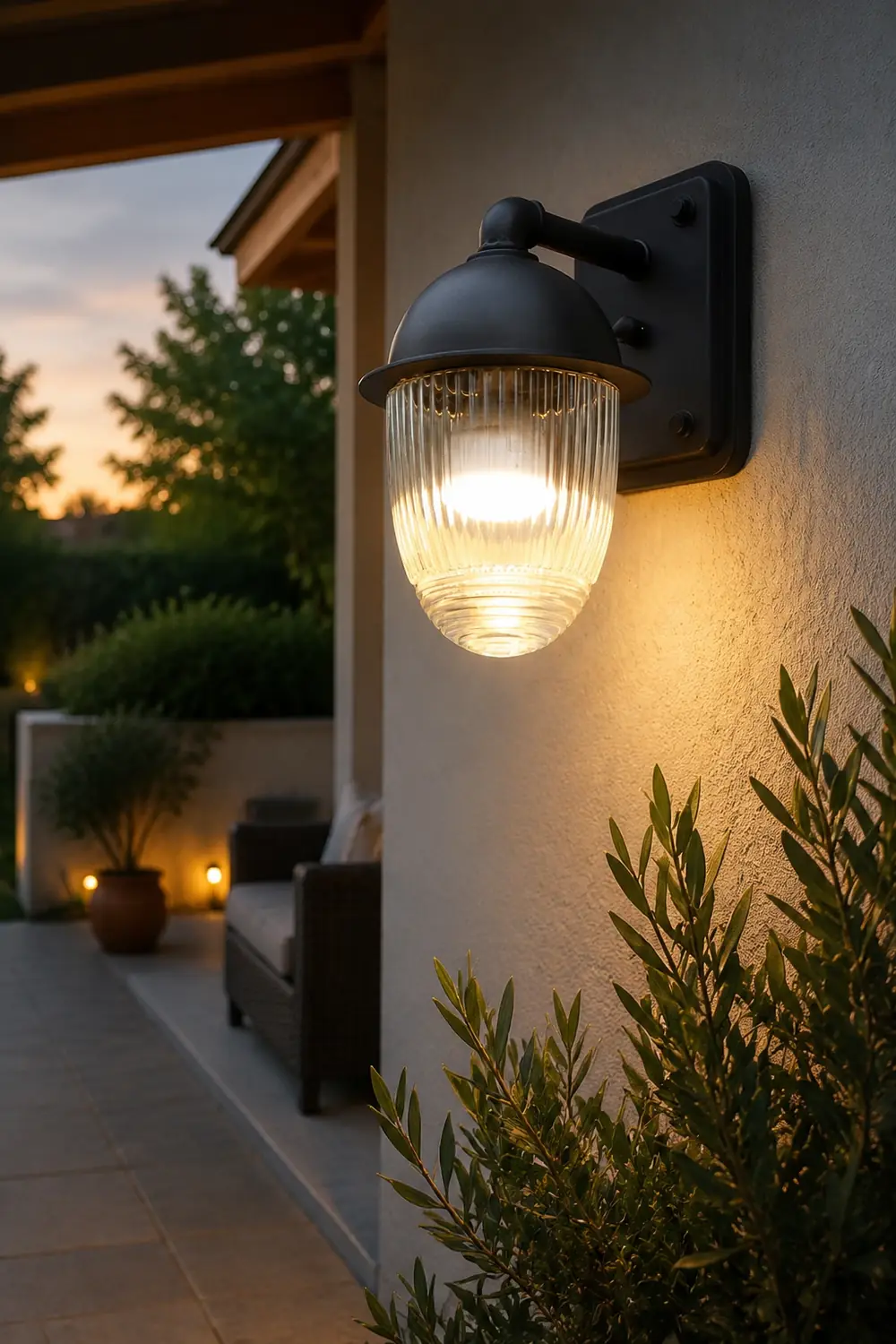 Waterproof Glass Ball Matte Black Modern Outdoor Wall Lamp Exterior Lights - Lumpaz