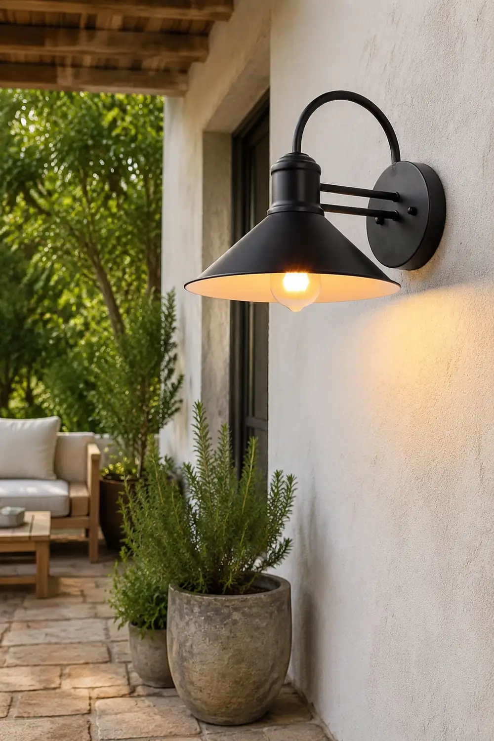 Retro Conical Iron Waterproof Industrial Style Outdoor Wall Lamp Exterior Lights - Lumpaz