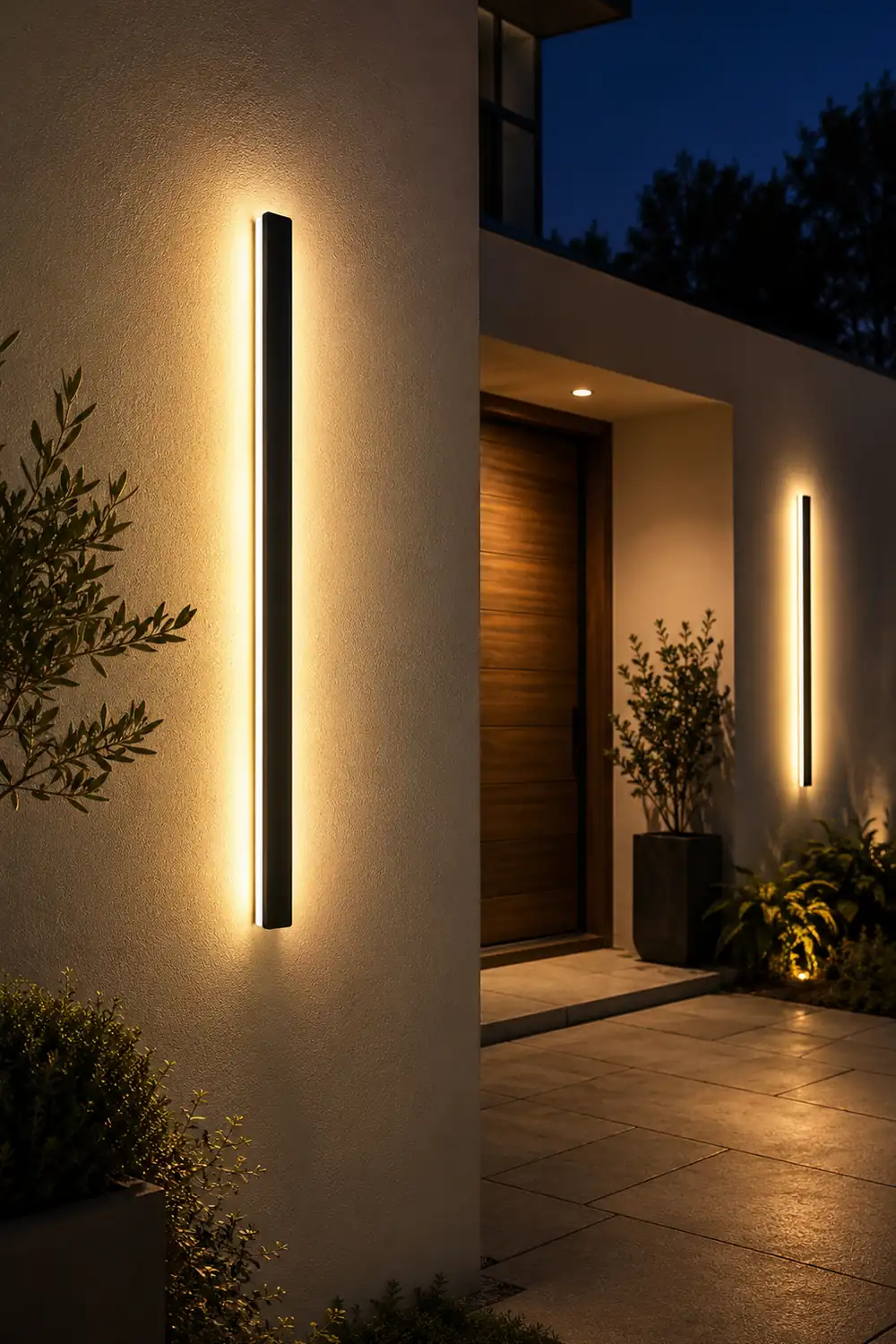 Waterproof Long Strip LED Wall Lamp Outdoor Wall Lights Black Porch Lights - Lumpaz
