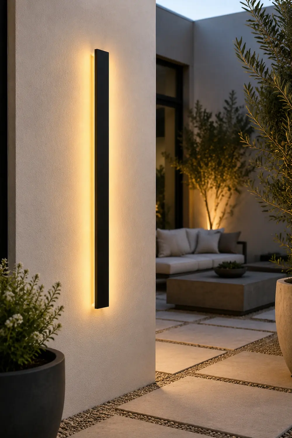 Waterproof Long Strip LED Wall Lamp Outdoor Wall Lights Black Porch Lights - Lumpaz