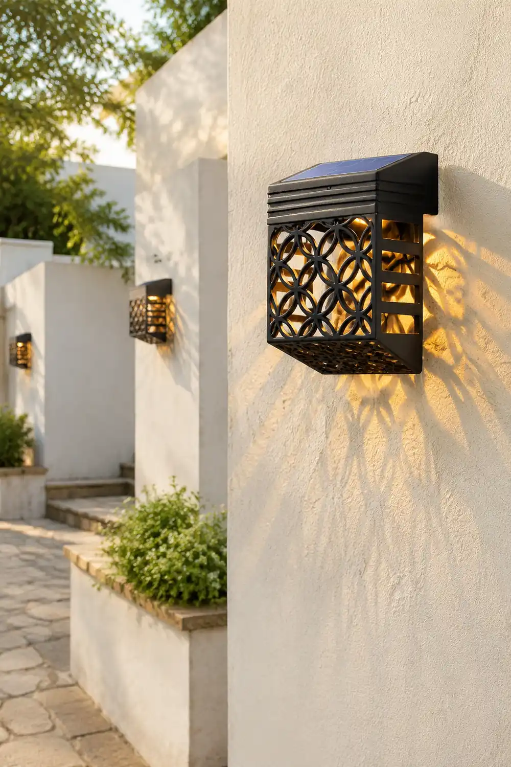 Solar Hollow Outdoor Wall Sconce Lighting Led Fence Wall Lamp Garden Lights - Lumpaz