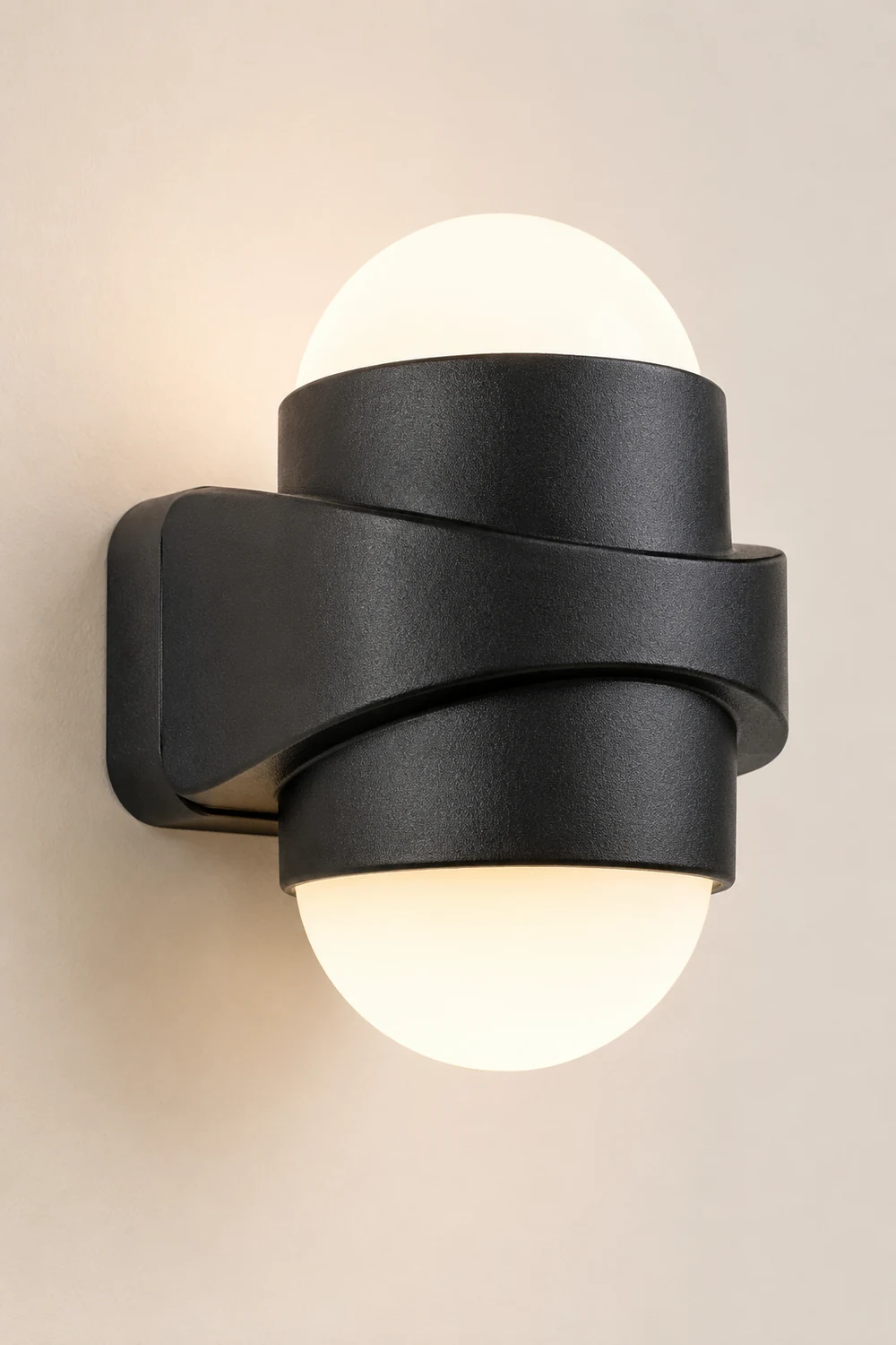 Round Waterproof LED Black Modern Up and Down Lights Outdoor Wall Sconces - Lumpaz