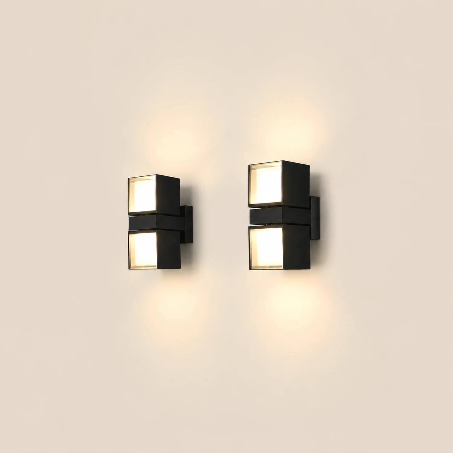 Adjustable Square Lamps Up And Down Lighting Black Outdoor Wall Lights - Lumpaz