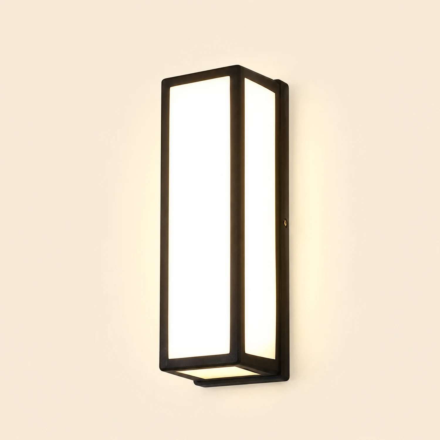 Rectangle LED Waterproof Motion Sensor Black Modern Wall Sconce Lighting - Lumpaz