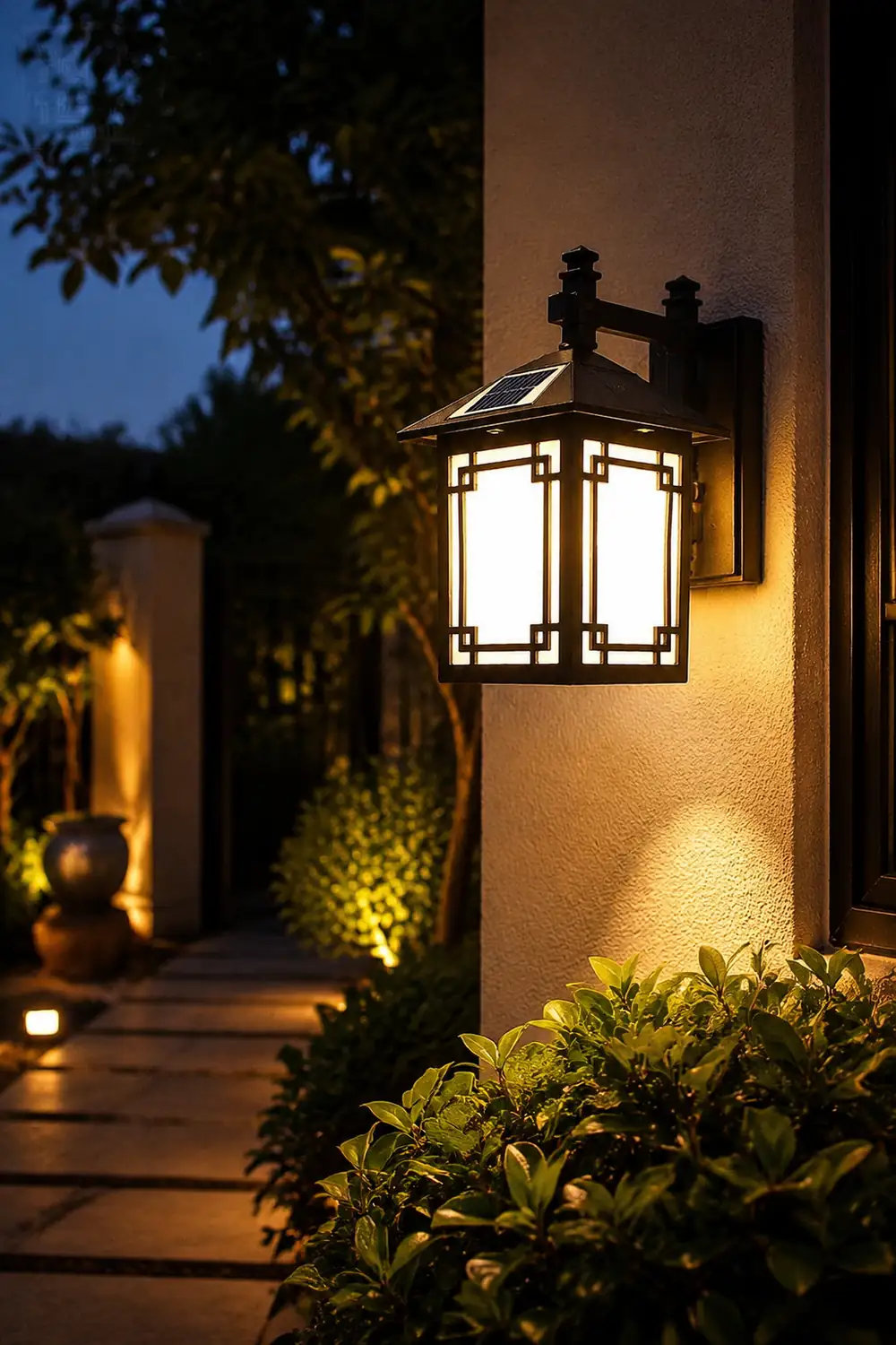 Up/Down Lighting Waterproof Black Vintage Solar Lights Outdoor Lanterns - Lumpaz