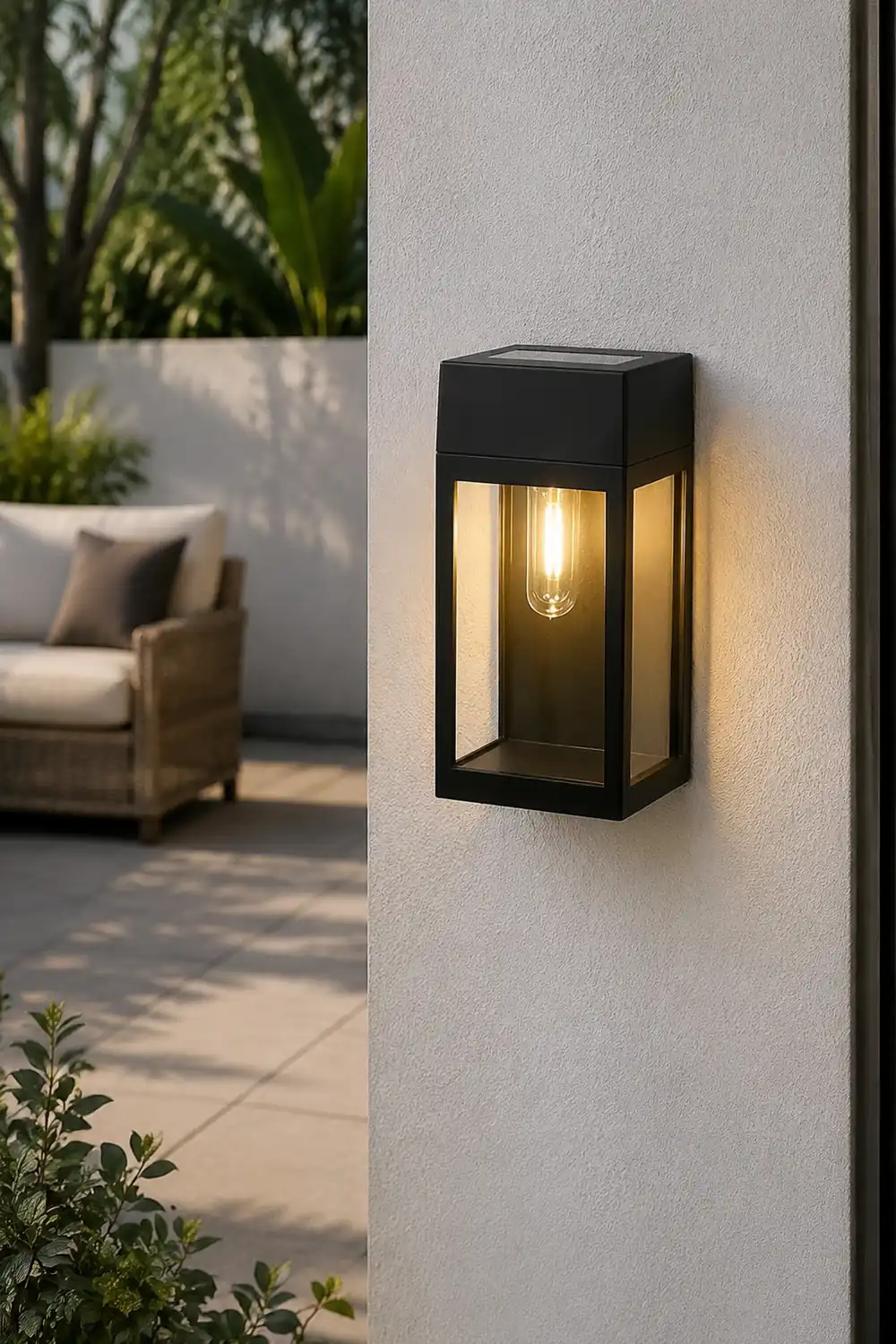 Rectangular Glass LED Waterproof Light-controlled Solar Wall Lamp - Lumpaz