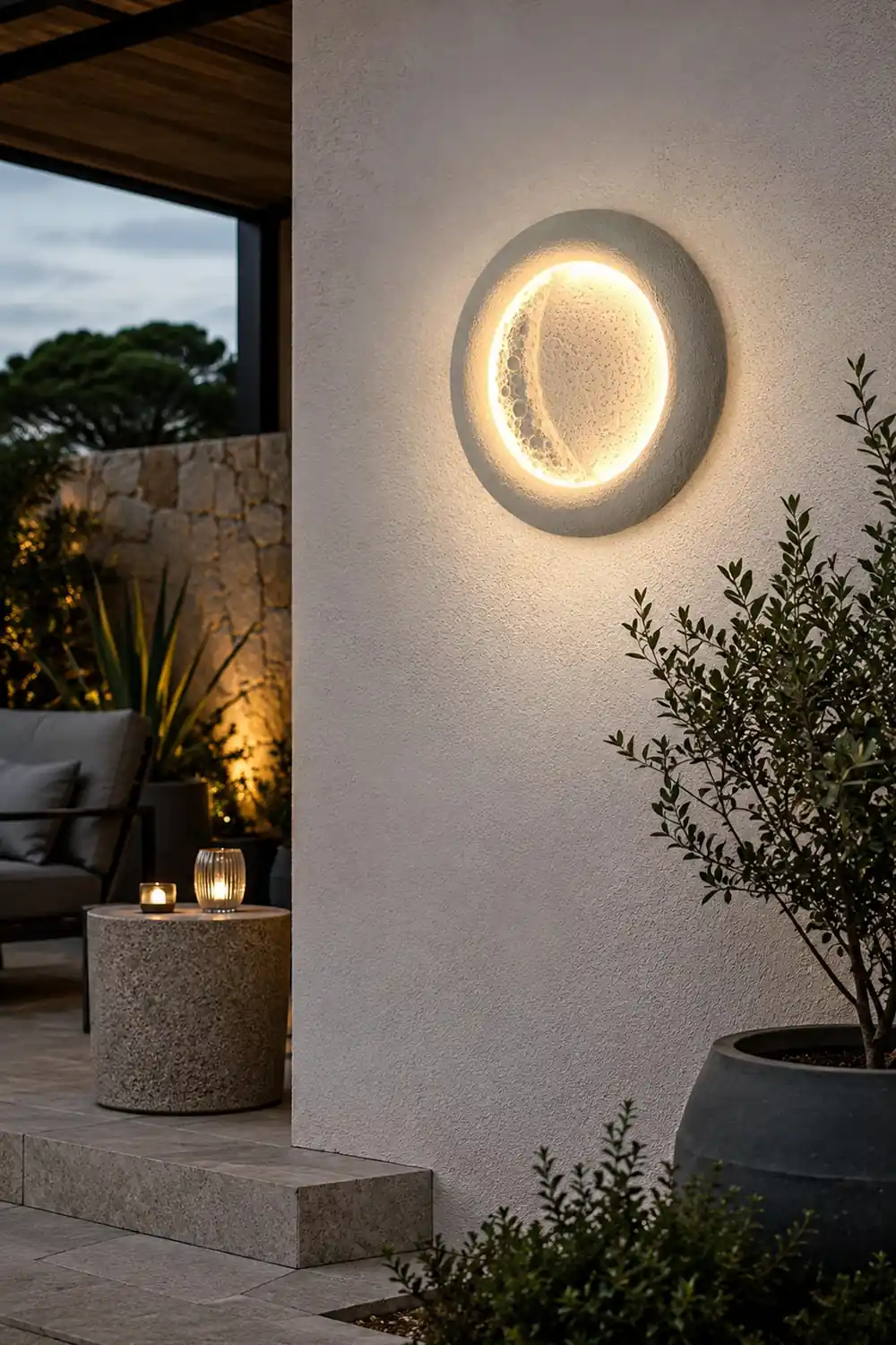 Creative Moon Shaped Waterproof LED 10W Modern Wall Lamp Exterior Decor - Lumpaz