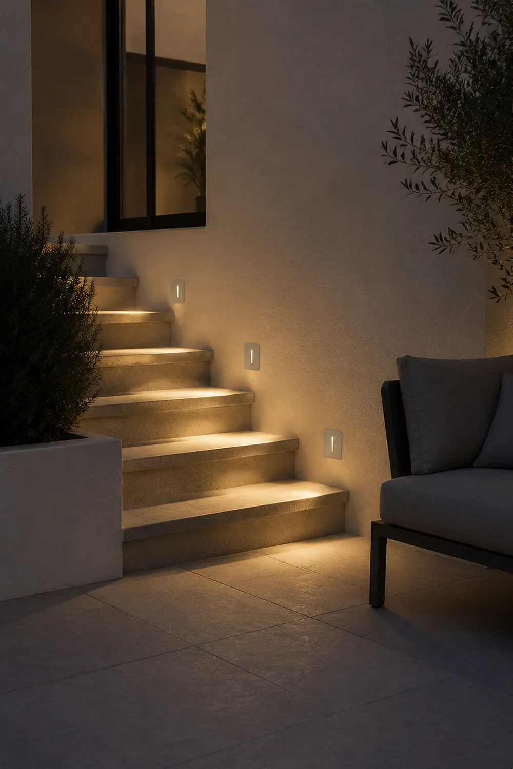 Round Square LED Modern Waterproof Outdoor Step Lights Stairway Sconces - Lumpaz