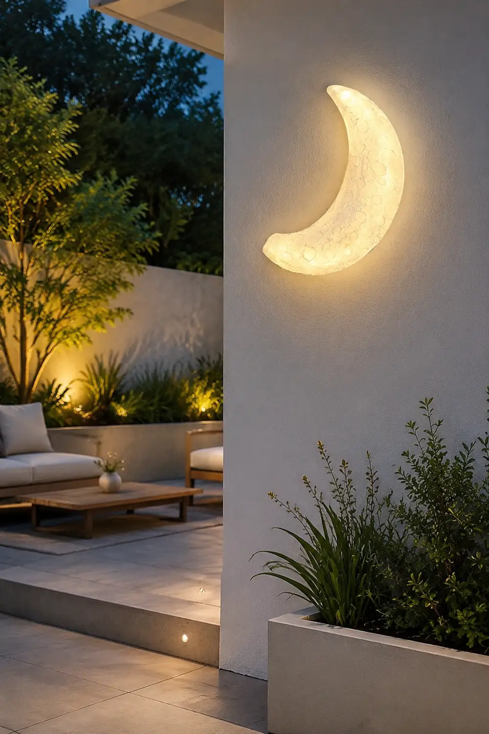 Creative Resin Moon Waterproof LED Modern Outdoor Wall Sconce Lighting - Lumpaz