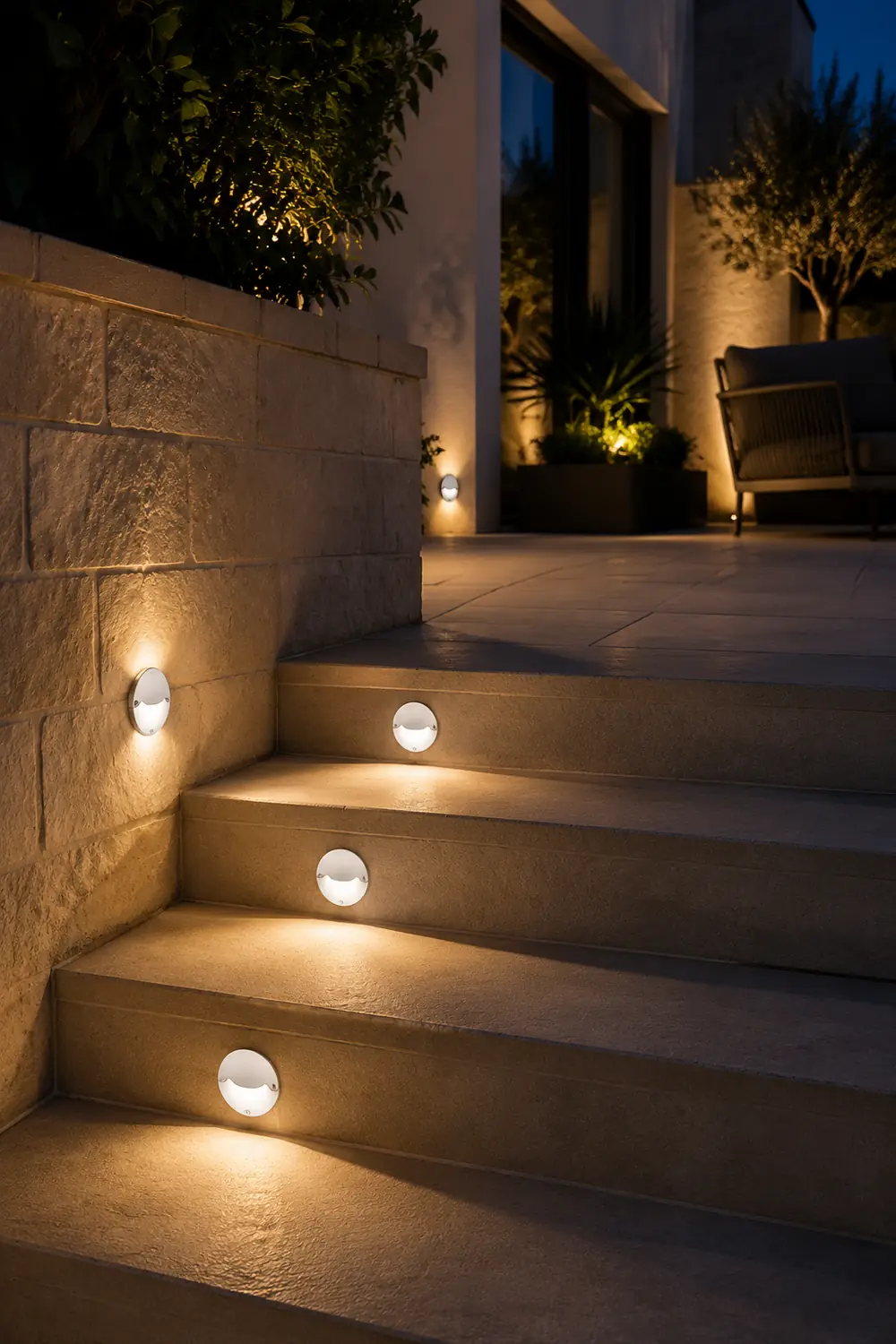 Round DC12V LED Waterproof Mdern Outdoor Step Lights Deck Stair Lights - Lumpaz