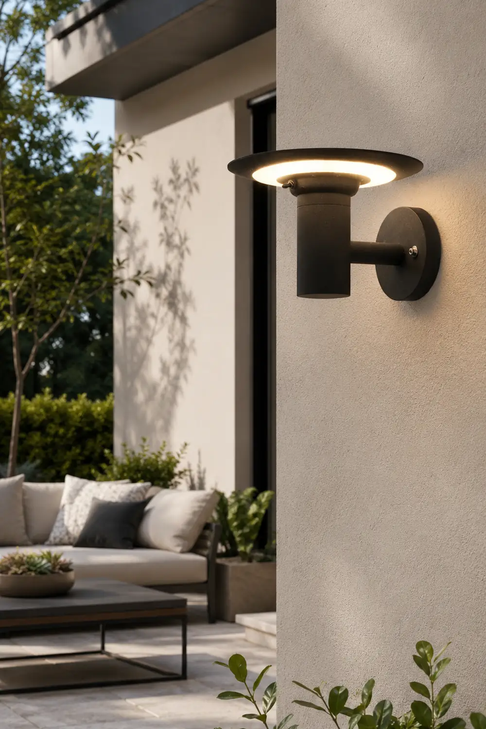 Round UFO-shaped LED Waterproof Solar Modern Outdoor Sconces Wall Lamp - Lumpaz