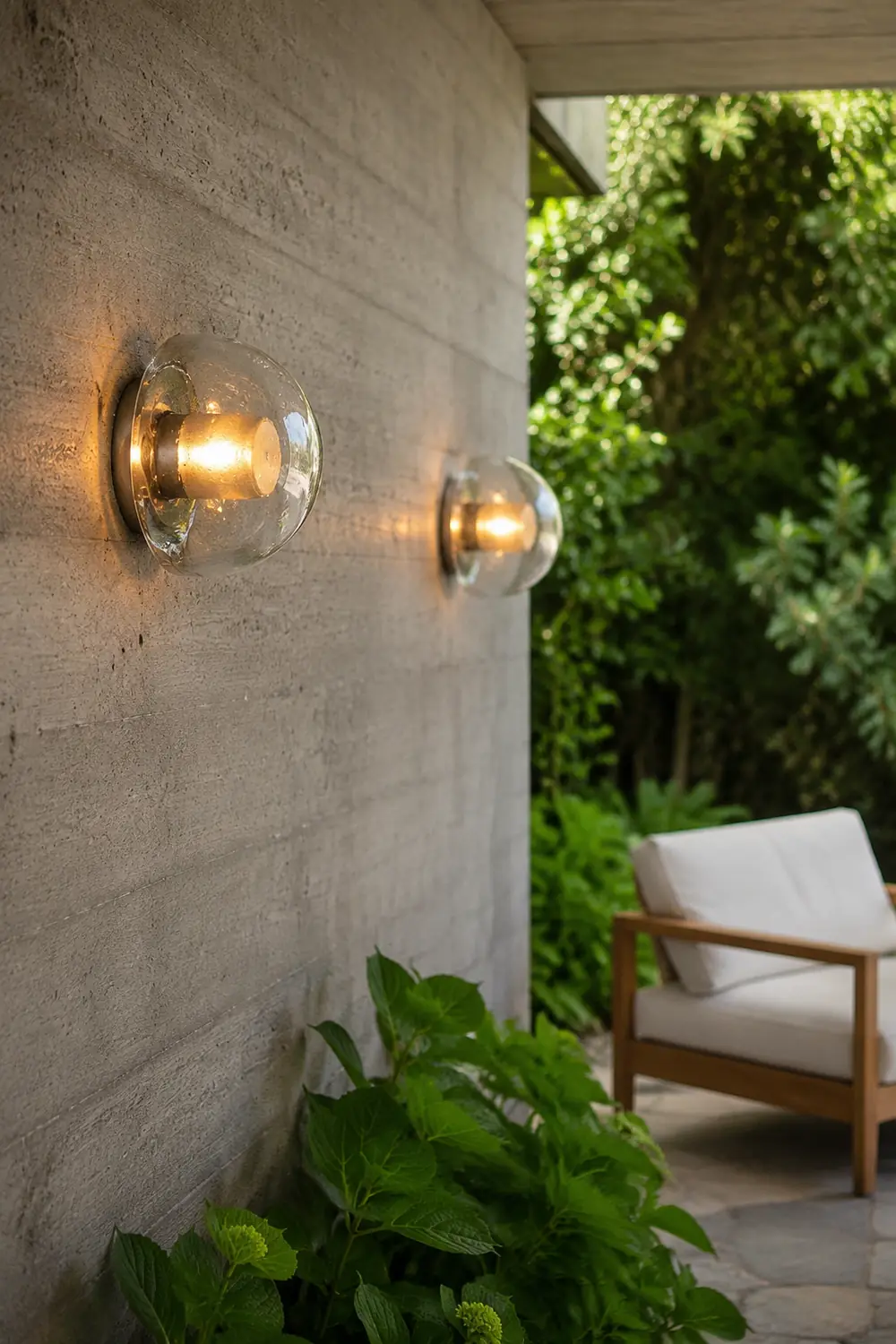 Round Bowl Glass LED Waterproof Transparent Rustic Outdoor Wall Lights - Lumpaz