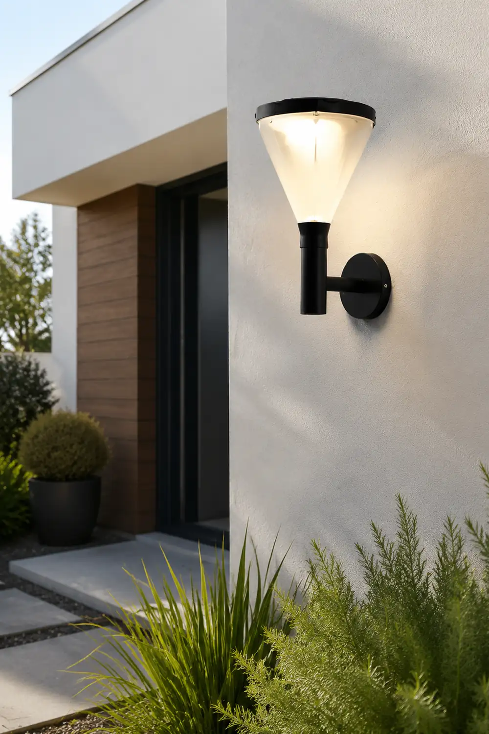 Geometric Waterproof LED Modern Outdoor Plug in Wall Lamp Wall Sconce Lighting - Lumpaz