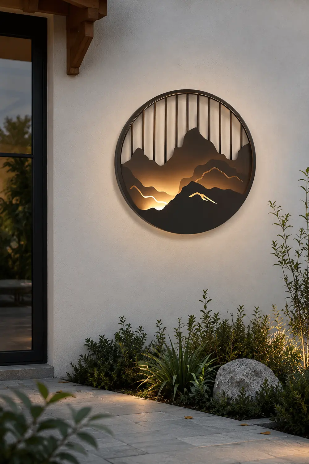 Round Mountain Scenery LED Waterproof Outdoor Wall Sconce Lighting - Lumpaz