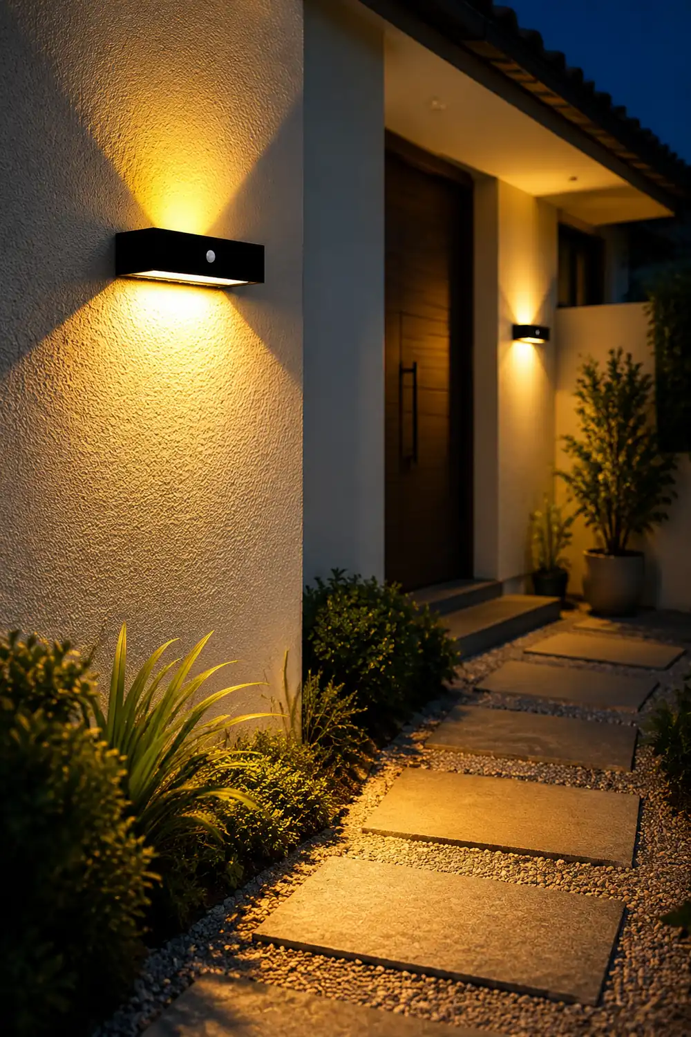 Waterproof LED Up and Down Lights Motion Sensor Modern Solar Wall Lamp - Lumpaz