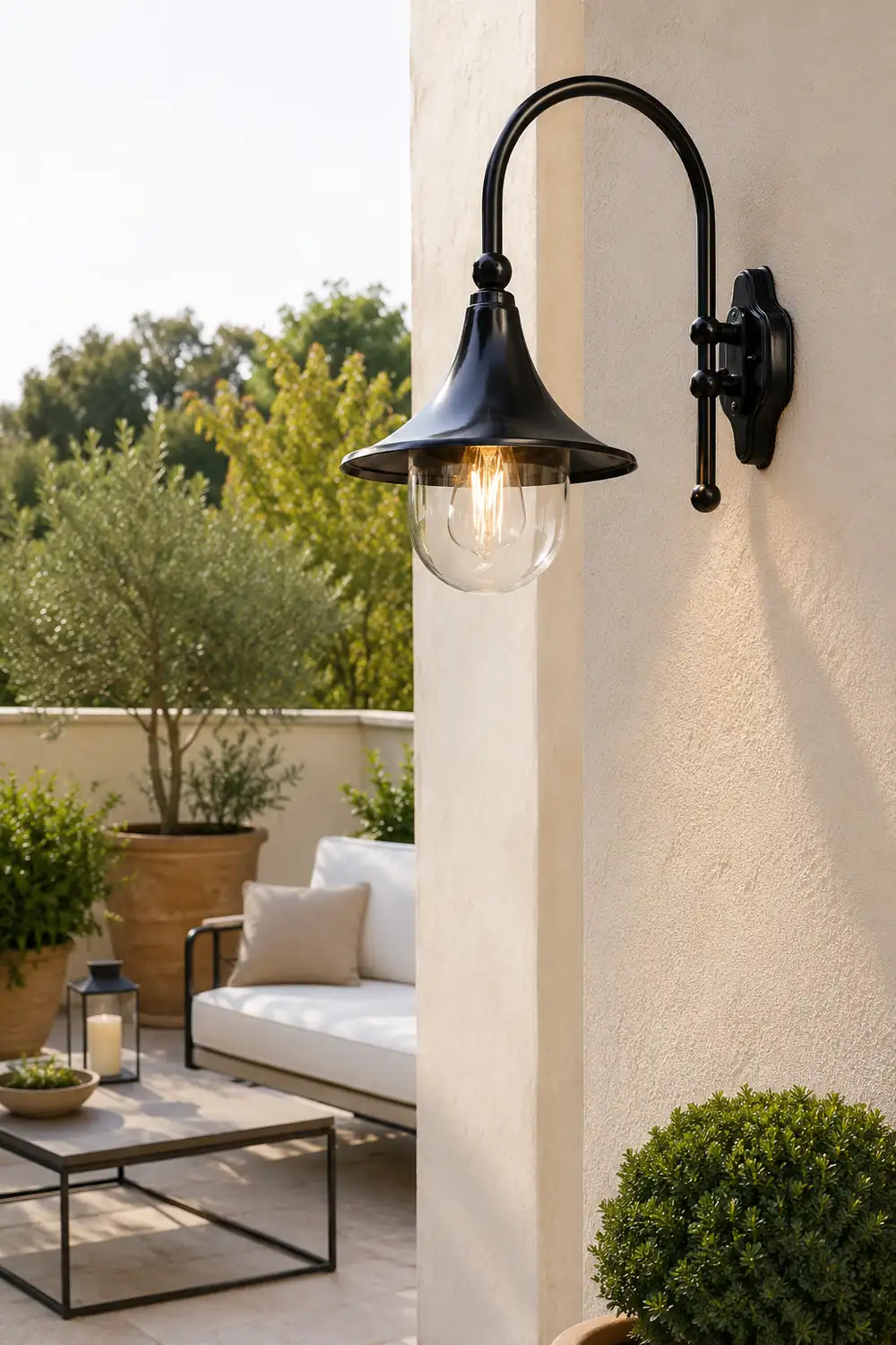 Creative Trumpet Shaped Waterproof LED Black Vintage Outdoor Wall Lamp - Lumpaz