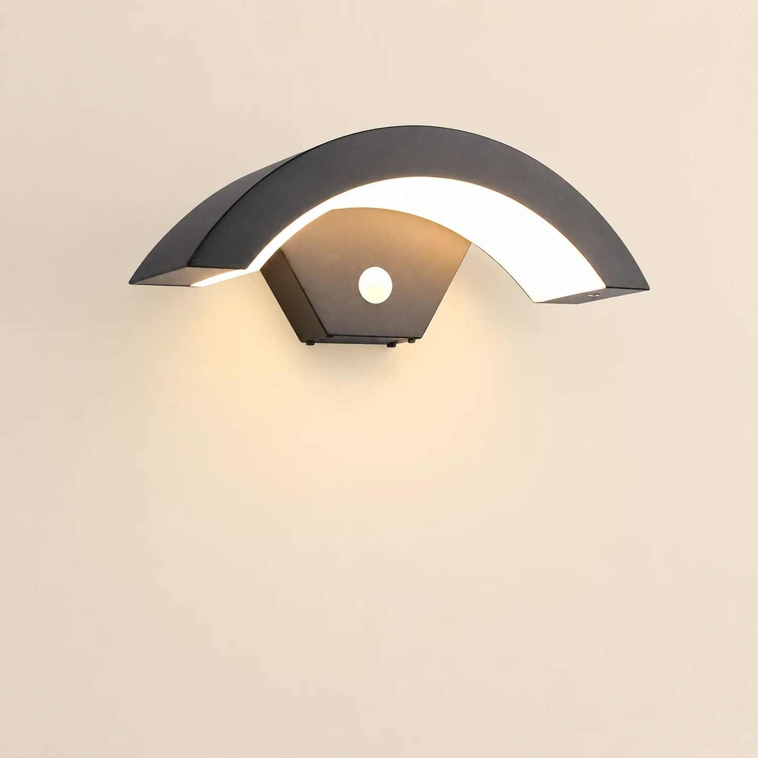 Creative Moon Curved Wall Sconce Motion Sensor Waterproof LED Wall Lamp Outdoor Indoor - Lumpaz