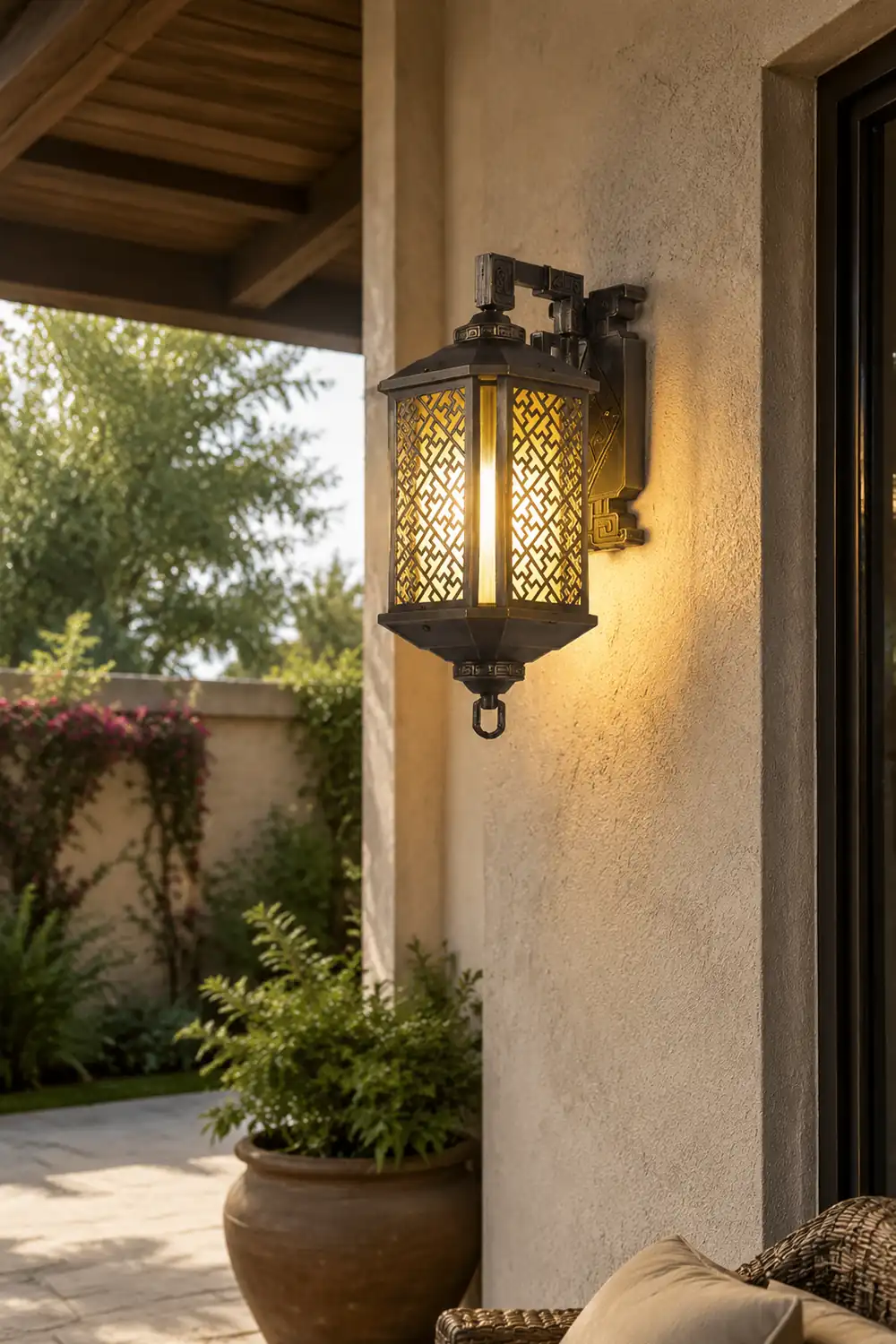 Classical Hollow Pattern Outdoor Waterproof Wall Lamp for Villa Courtyard Corridor - Lumpaz