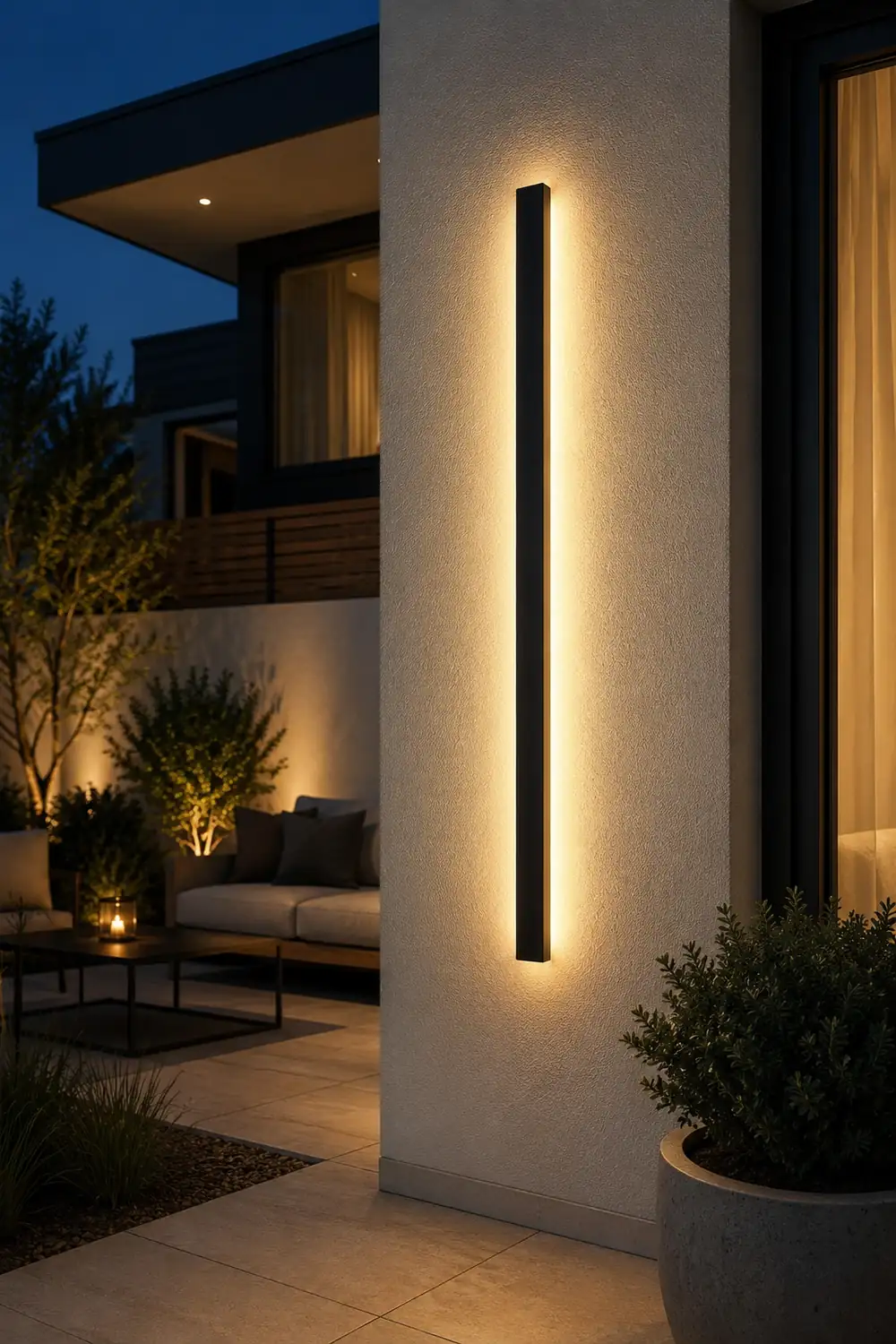 Waterproof Long Strip LED Wall Lamp Outdoor Wall Lights Black Porch Lights - Lumpaz